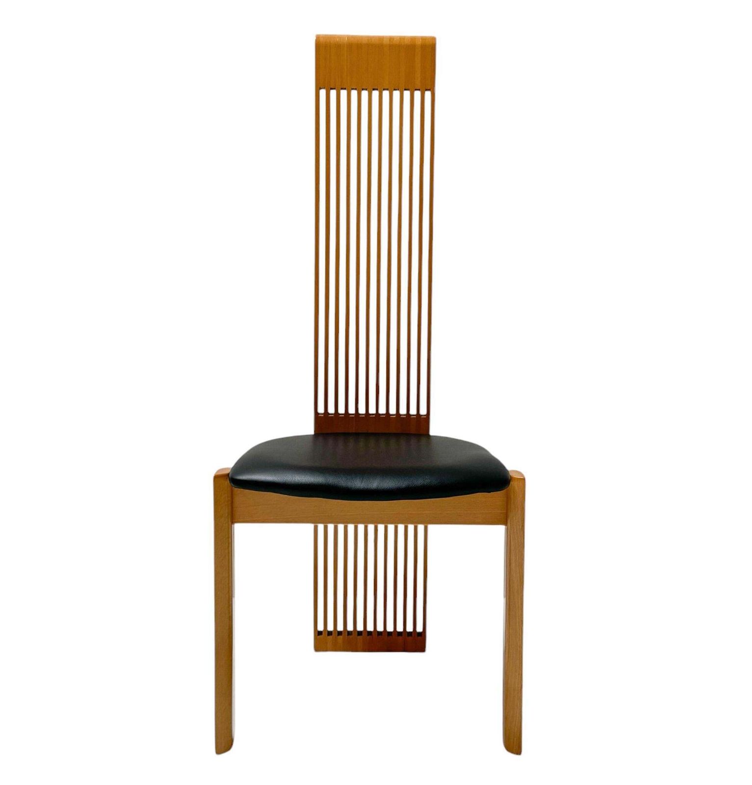 photo for sale Post Modern Slatted High Back Dining Room Chairs By Pietro Costantini, 1980s