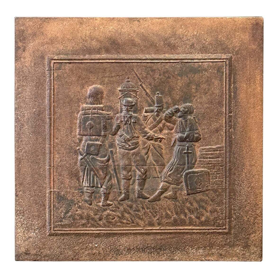 Large French Napoleon III Period 'Soldiers' Fireback / Backsplash