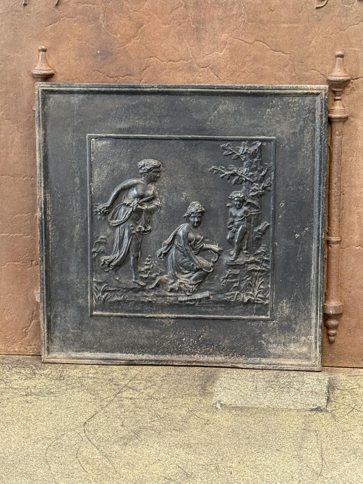 French Neoclassical 'Diana' Fireback / Backsplash, Early 19th Century Period photo vinterior