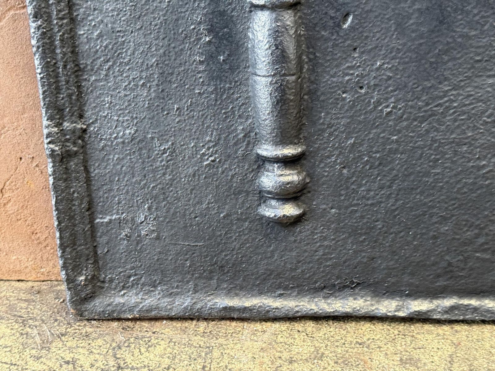 17th Century French Fireback / Backsplash With Pillars And Fleurs De Lys photo vintage