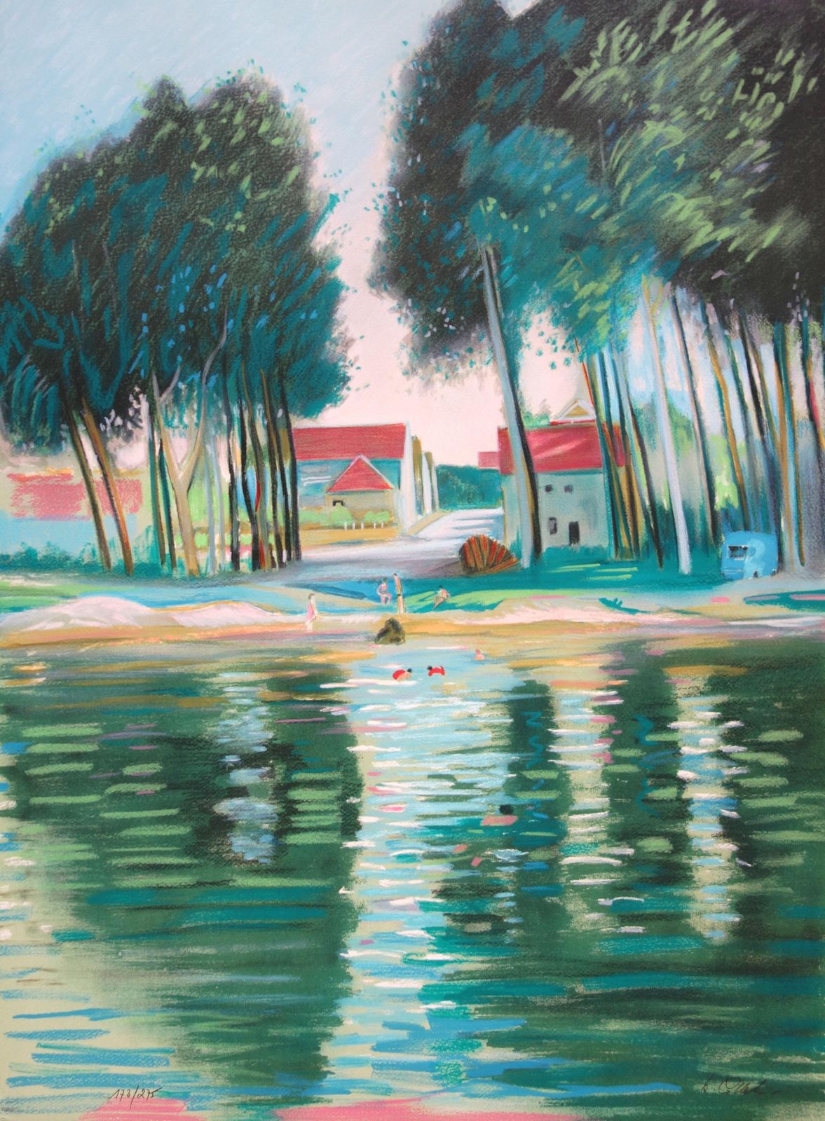 Bernard Colletbanks Of The Marne, France   Original Handsigned Lithograph