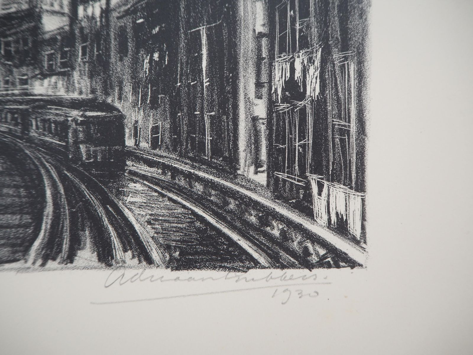 Adriaan Lubbersnew York City, The El At Chatham Square   Original Lithograph, Handsigned / 1001930 photo furniture
