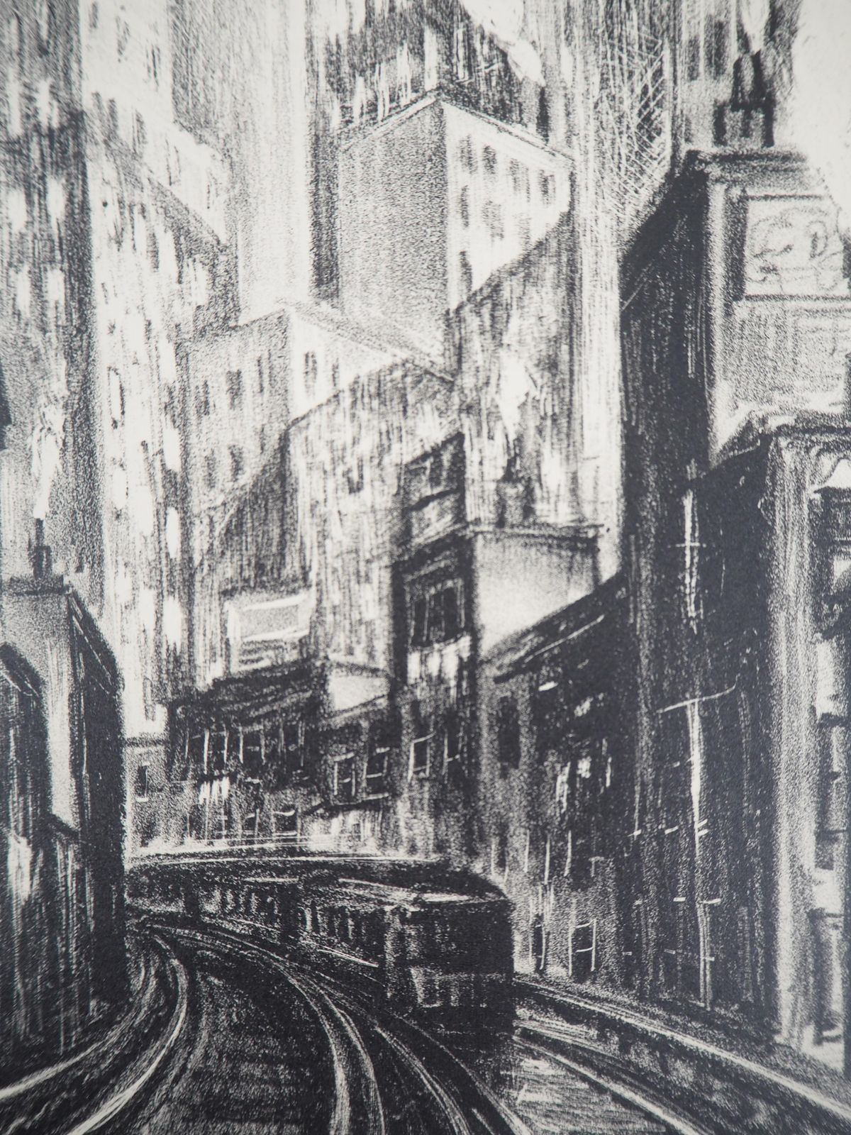 Adriaan Lubbersnew York City, The El At Chatham Square   Original Lithograph, Handsigned / 1001930 photo 434.0