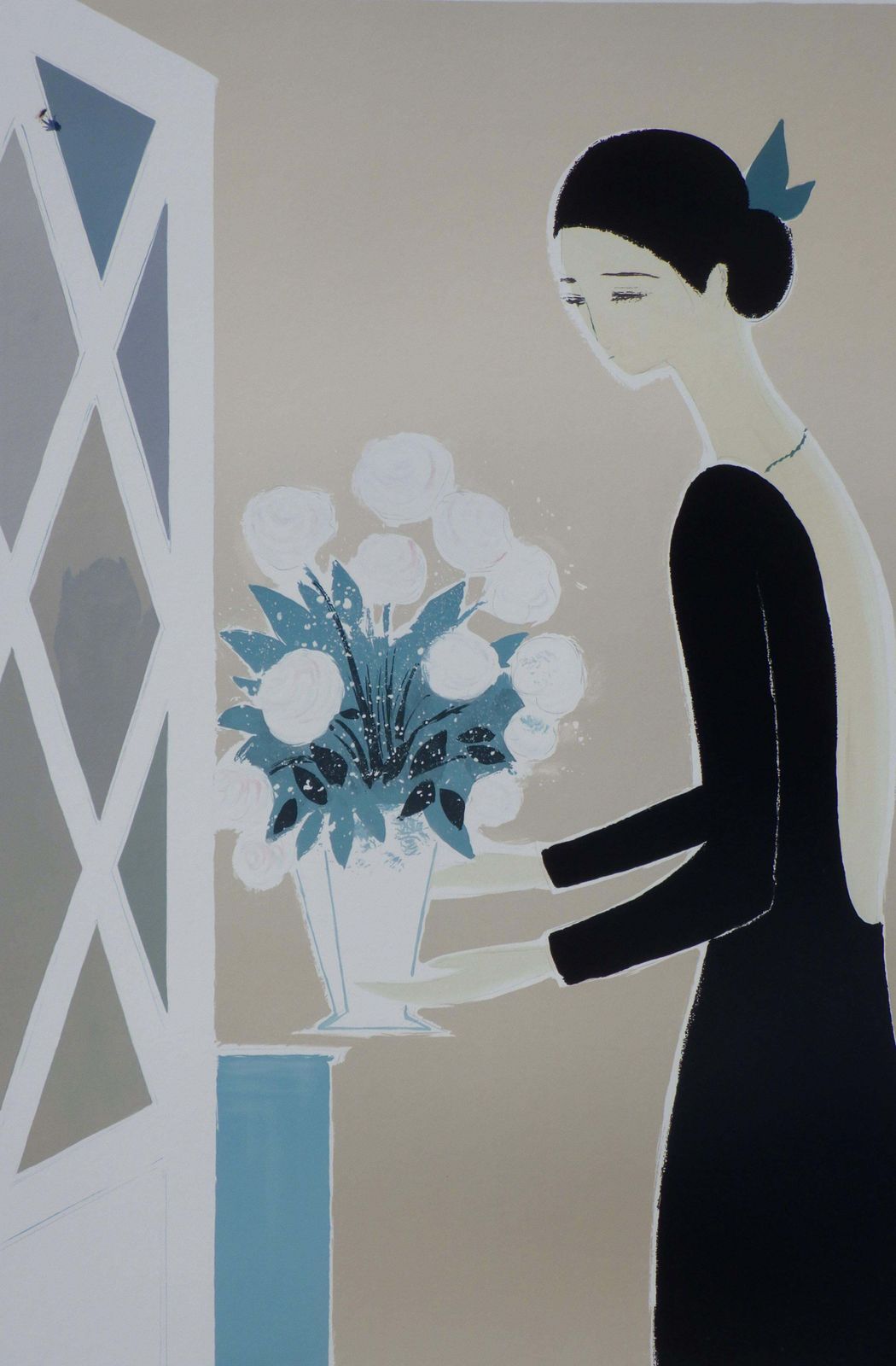Serge Lassusflowers   The White Bouquet   Original Lithograph, Handsigned & Ltd /6001982 photo furniture