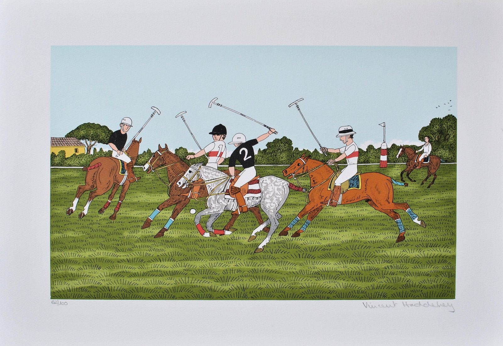 Vincent Haddelseyhorse : Polo Game   Original Lithograph, Handsigned & Ltd /1001974 photo furniture