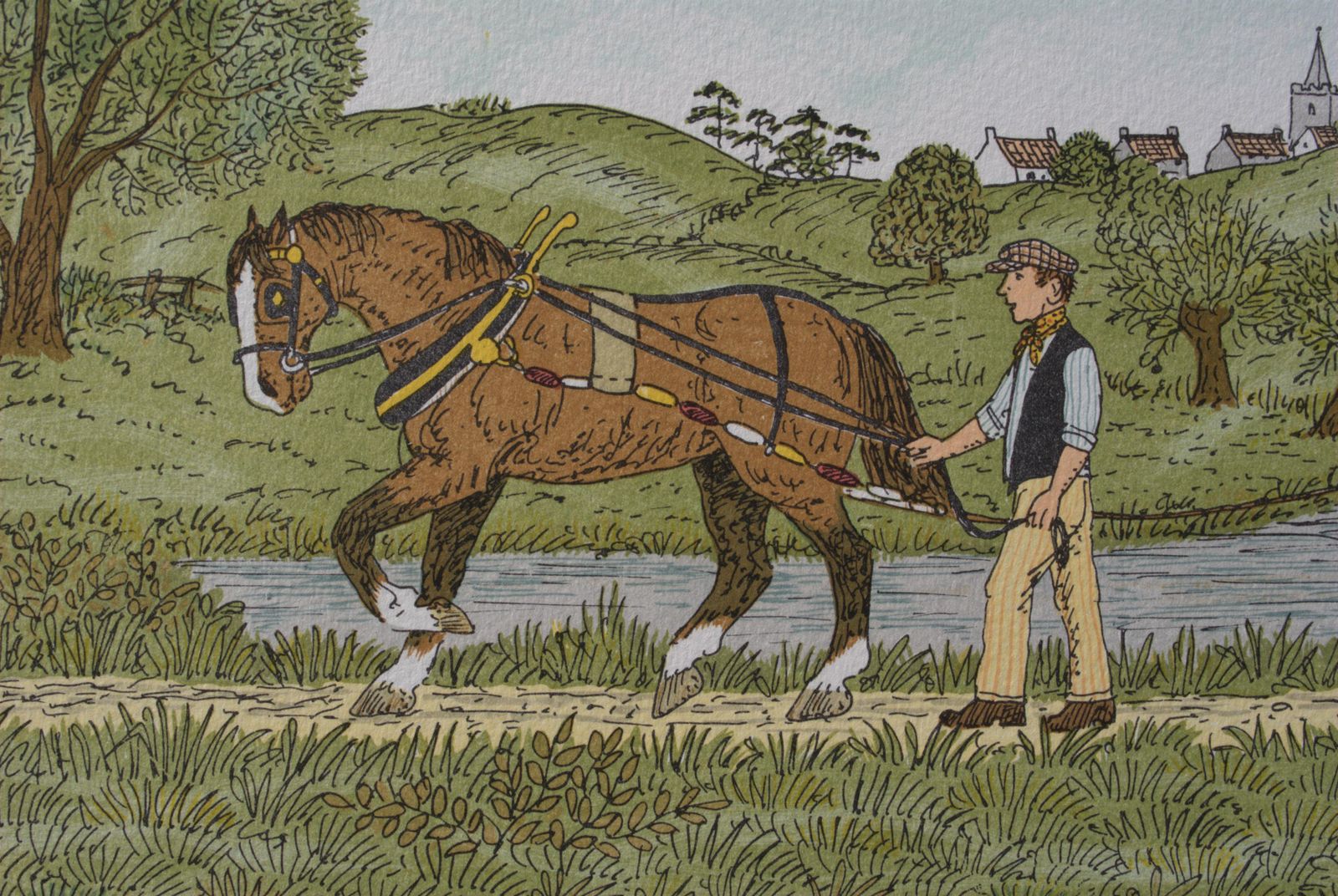Vincent Haddelseyhorse : Towpath   Original Lithograph, Handsigned & Ltd /1001974 photo vinterior