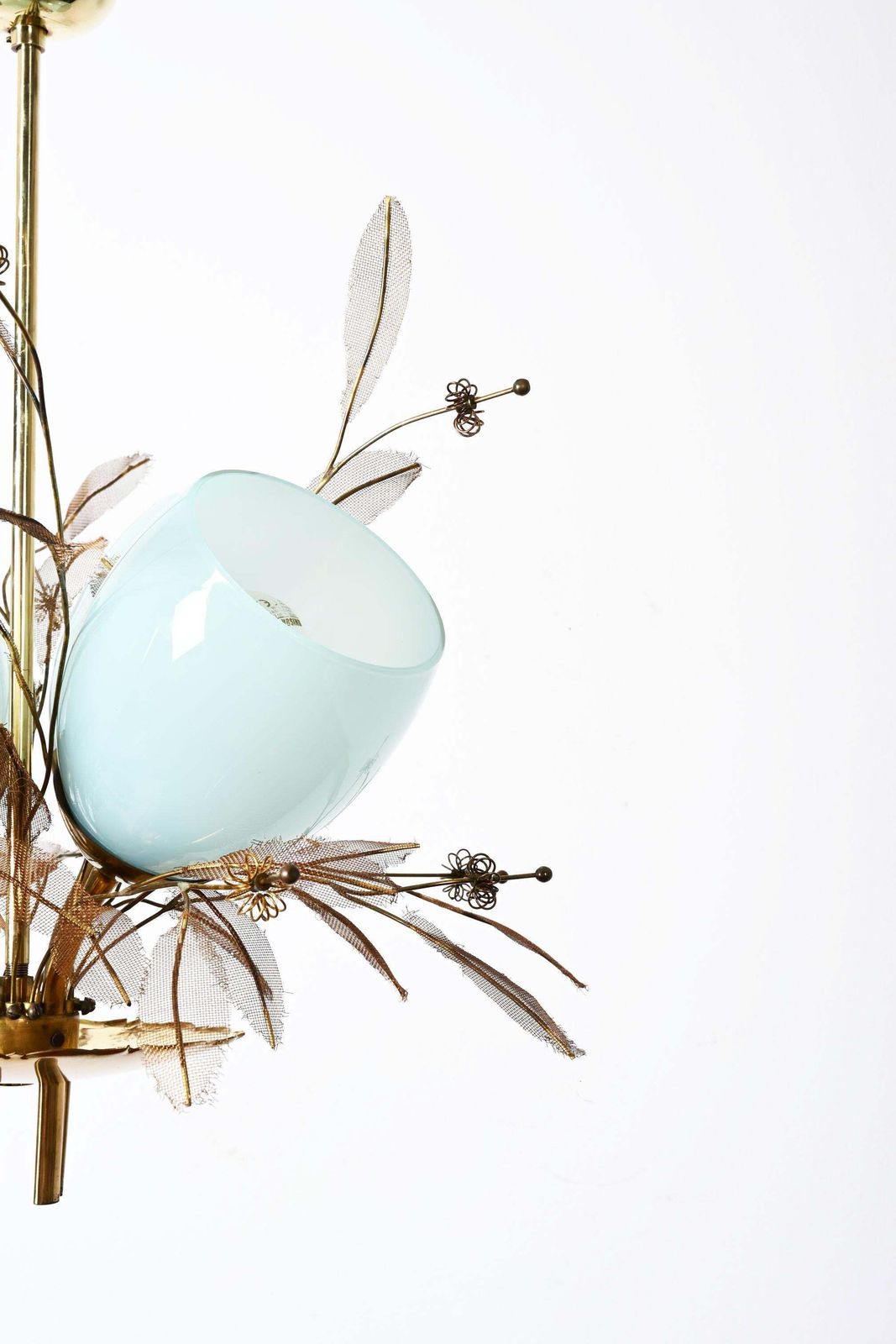 photo for sale Bloemboeket Hanglamp Van Paavo Tynell Voor Taito Oy Met Blauw Glas