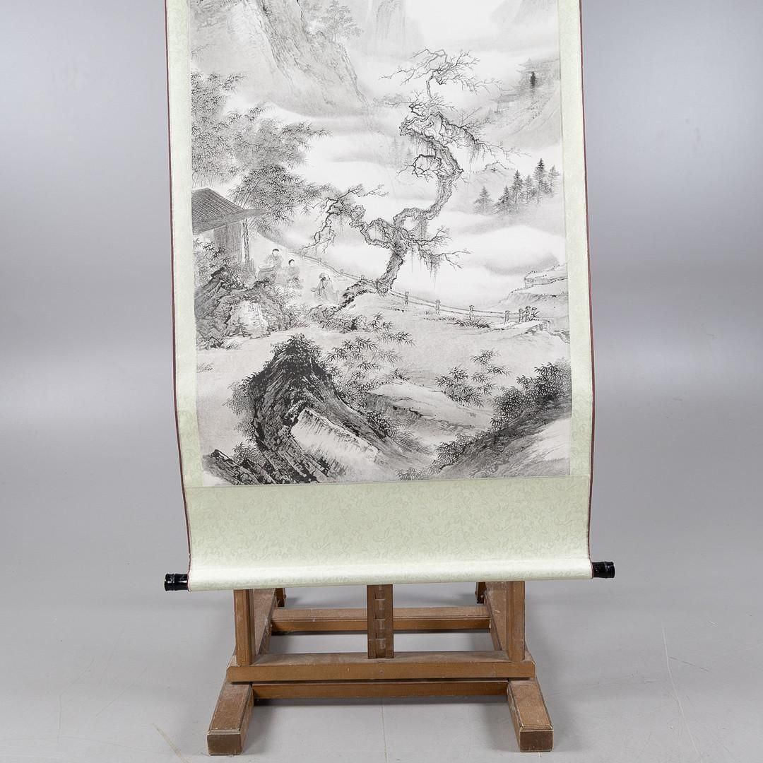 Chinese Scroll Painting Of A Landscape photo vintage