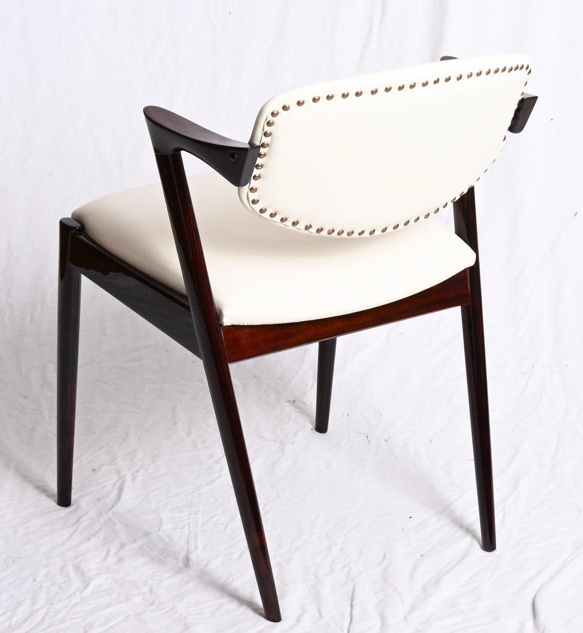 Hardwood And Leather Chairs By Kai Kristiansen Model 42 photo vintage