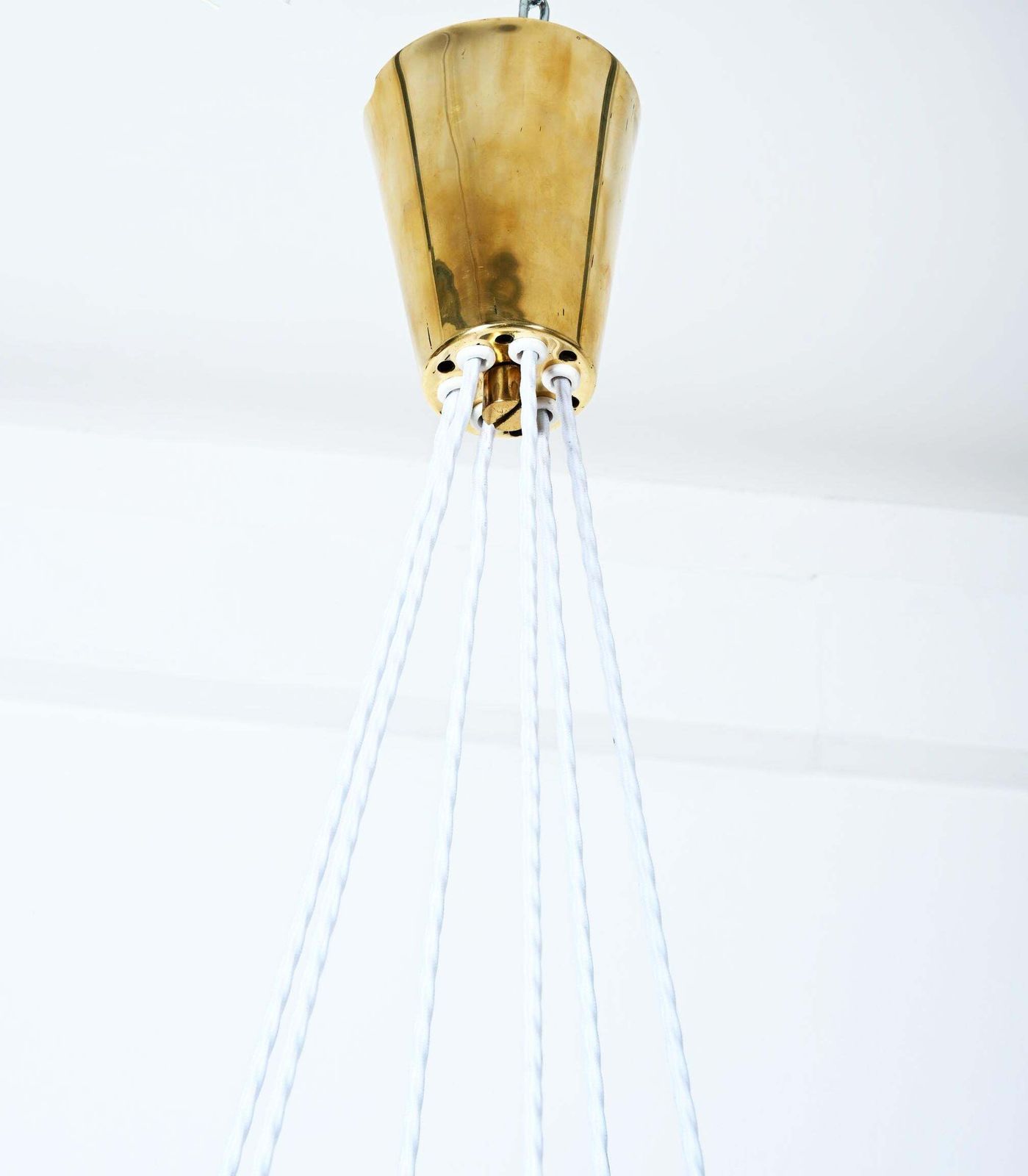 Rare Midcentury Brass Glass Chandelier By Rupert Nikoll photo vinterior