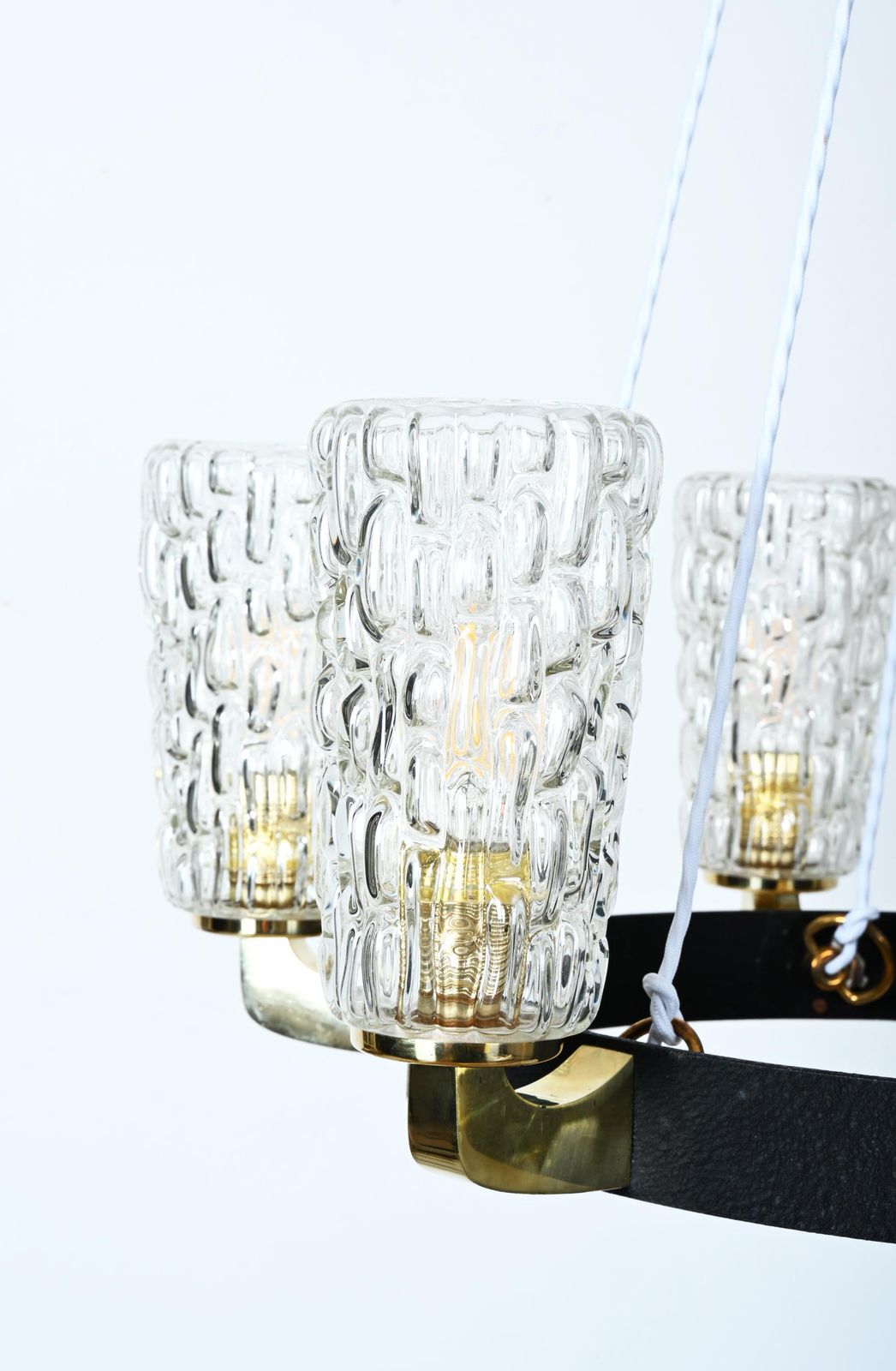 Rare Midcentury Brass Glass Chandelier By Rupert Nikoll photo buy