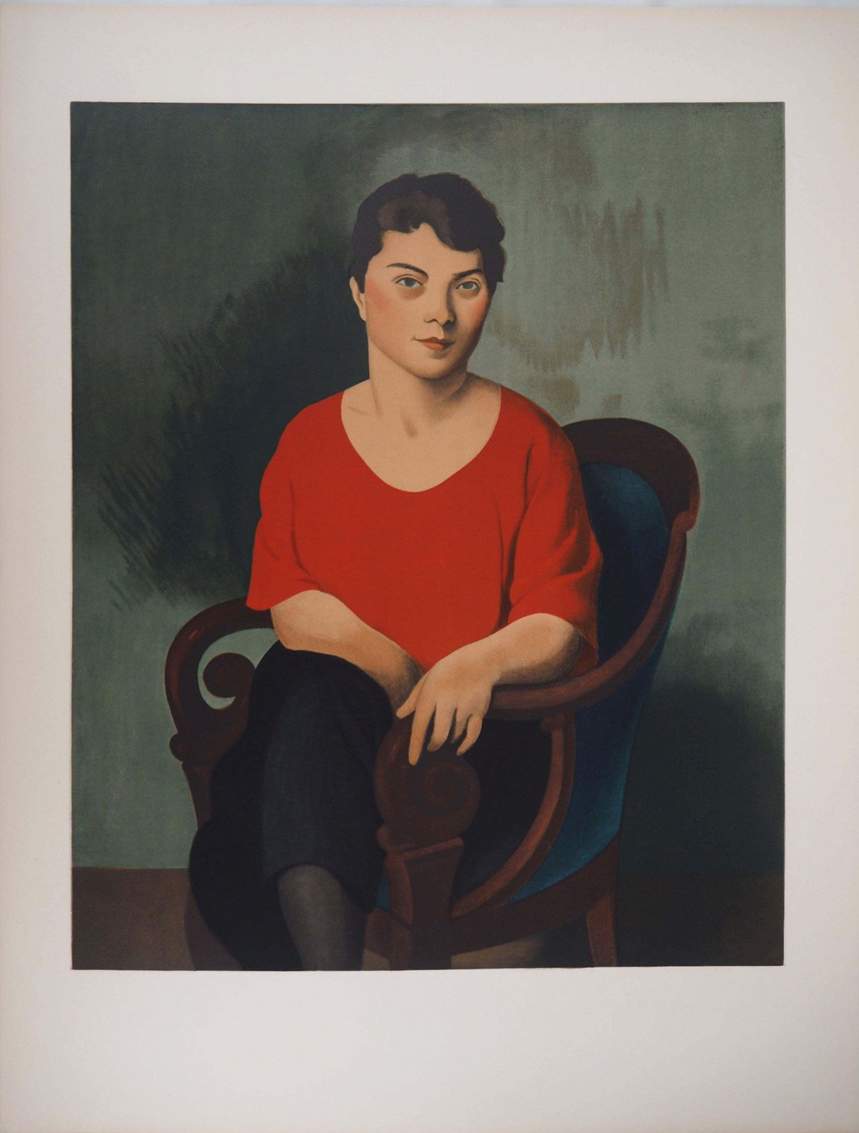 Roger De La Fresnayewoman With Red Pullover   Lithograph, Mourlot1968 photo furniture