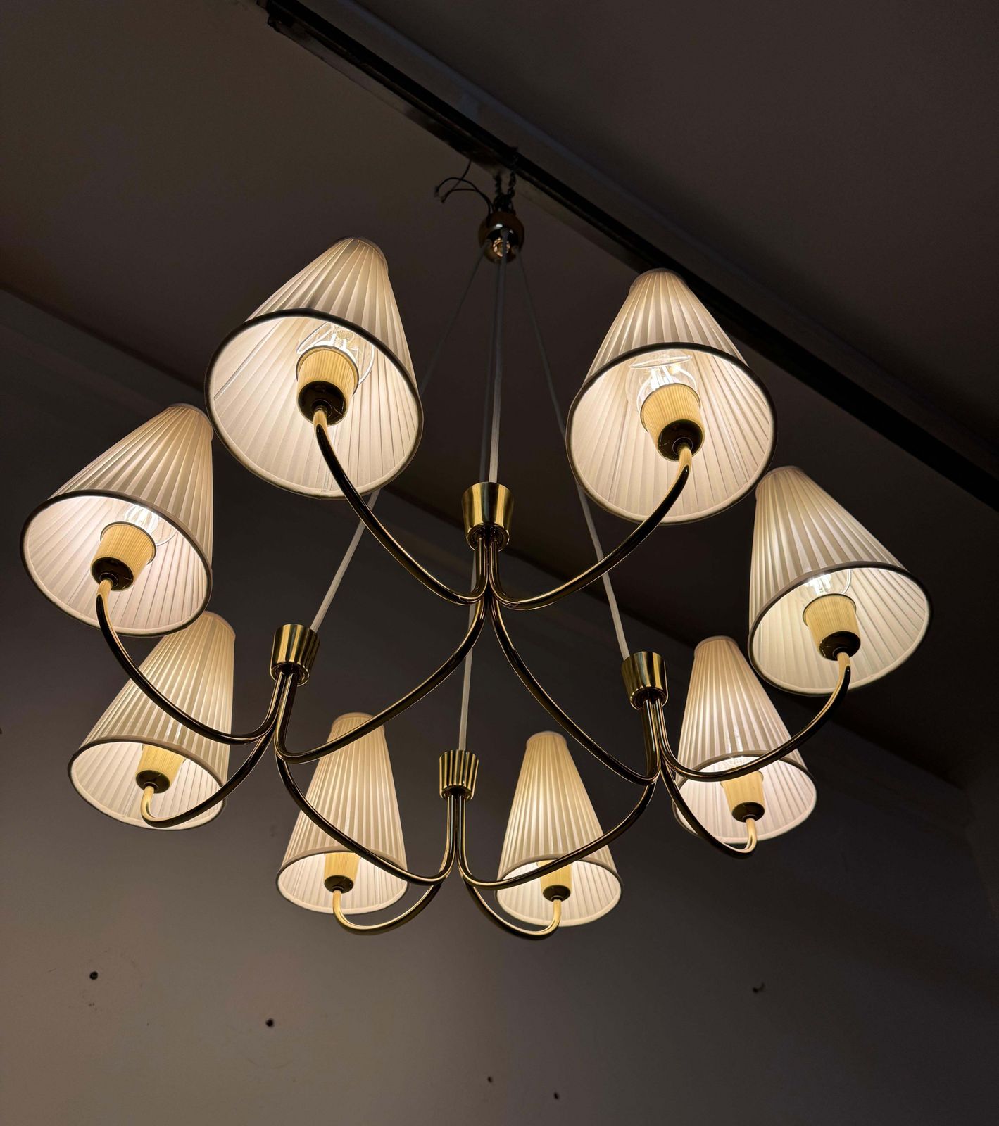 Lighting Huge Midcentury Brass Chandelier Model Globus 1069 By Rupert Nikoll photo