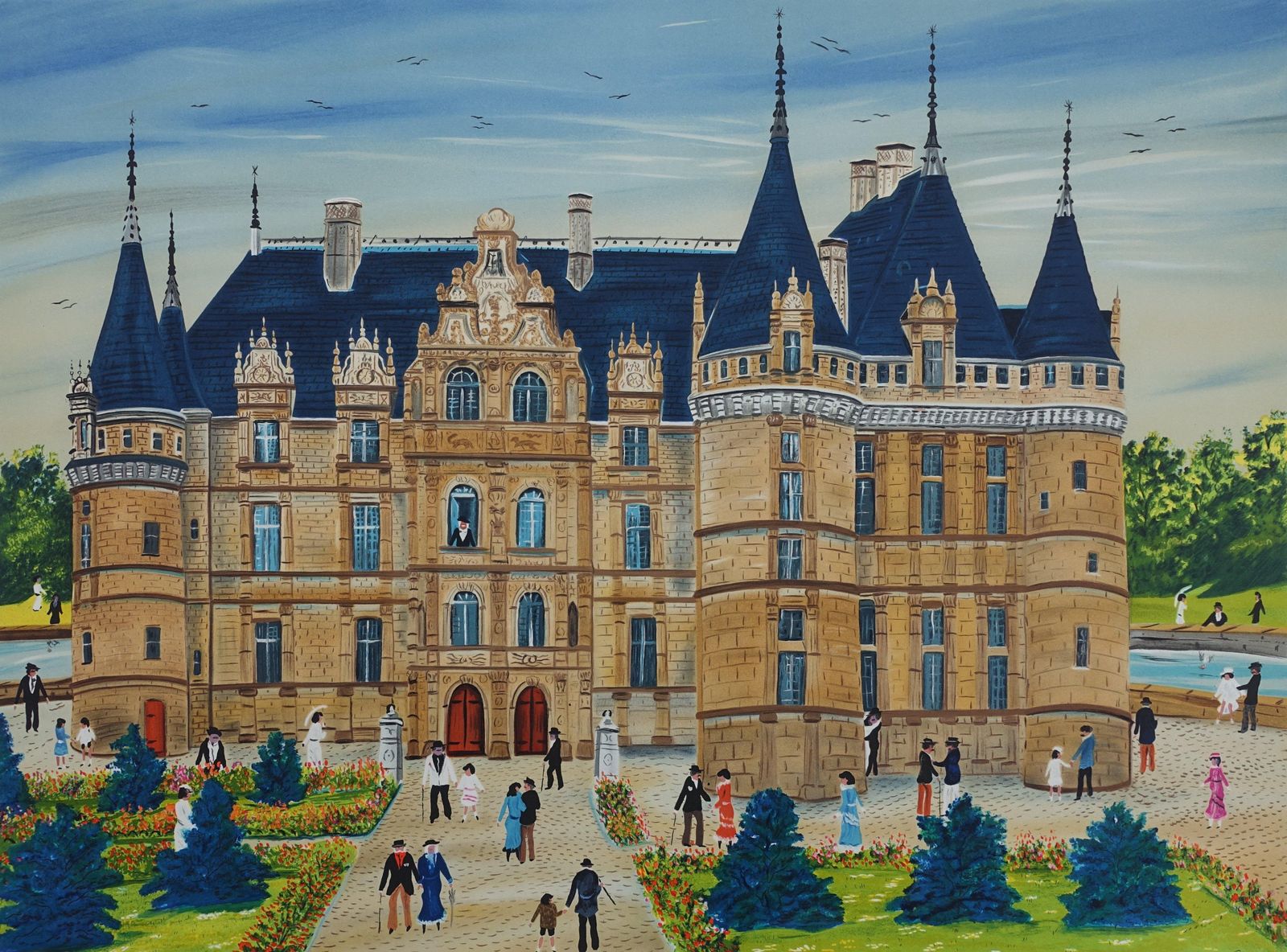 Dan Gandrefrench Castle : Azay Le Rideau   Original Lithograph, Handsigned & Ltd /2501982 photo furniture
