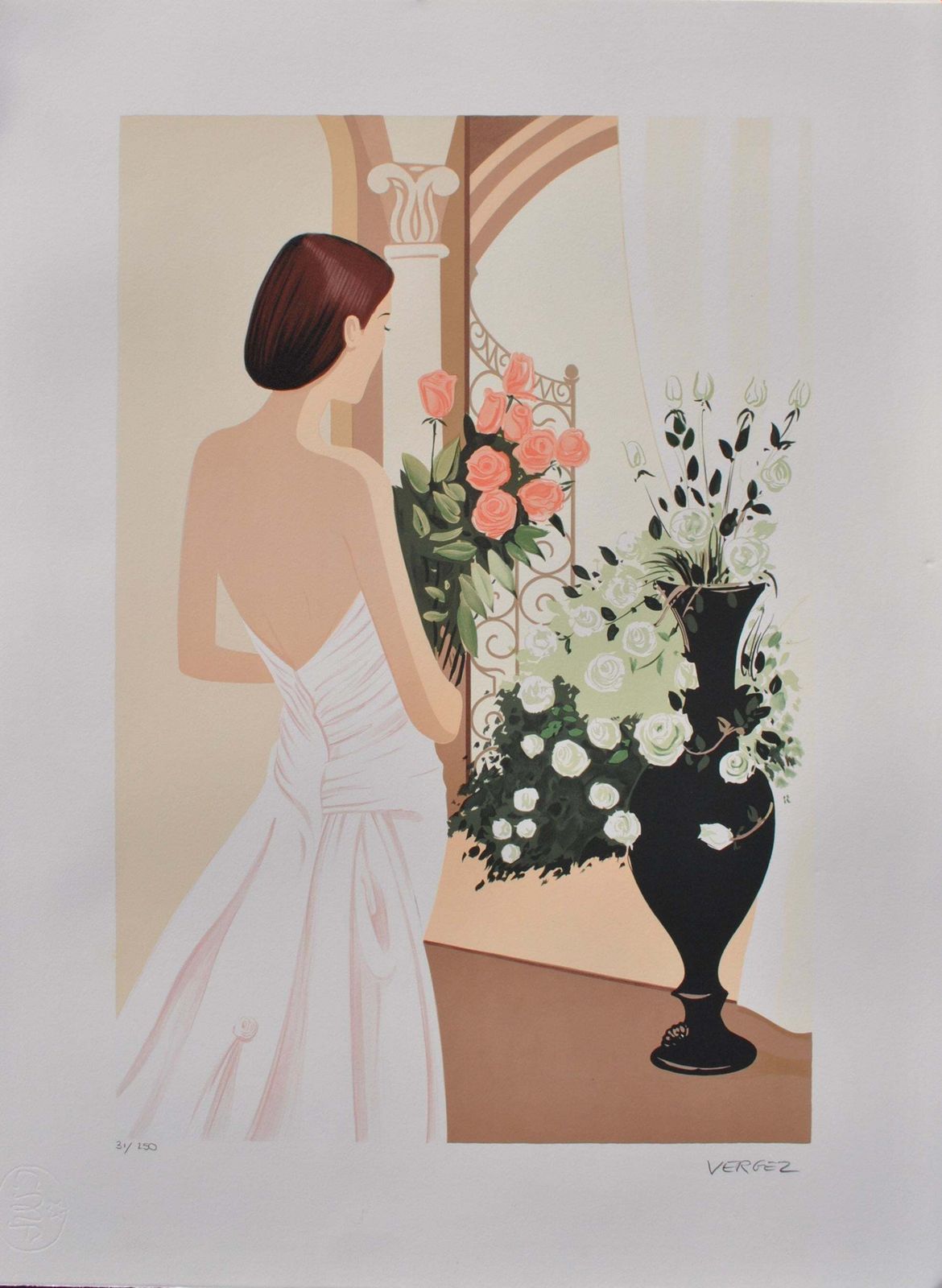 Serge Vergezvenice : Bride With Bouquet   Original Lithograph, Handsigned & Ltd /2501982