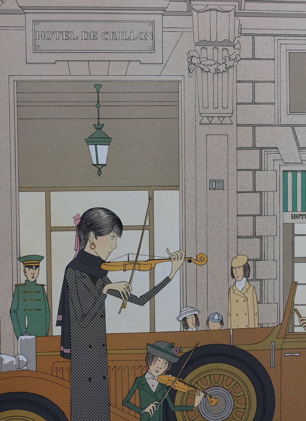 Denis Paul Noyermercedes Nurburg & Hotel De Crillon (Paris)   Original Signed Lithograph   115ex photo Art