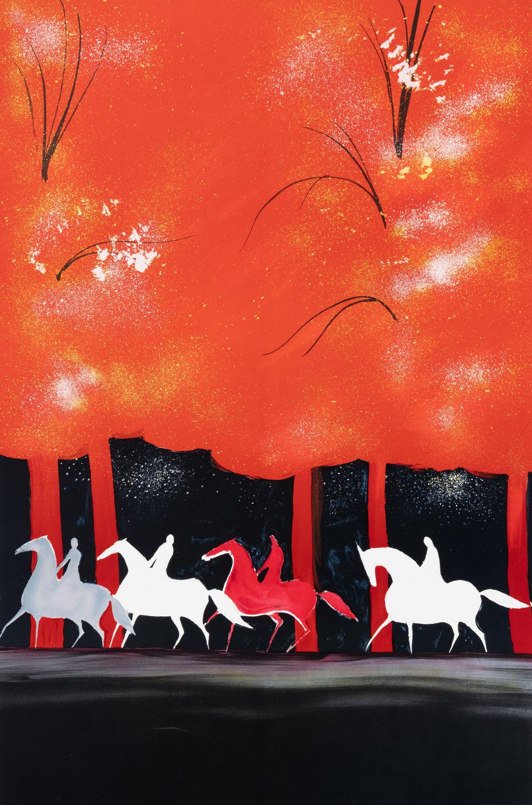 Serge Lassushorses : Riders And Blood Forest   Original Lithograph, Handsigned & Ltd /6001982 photo furniture