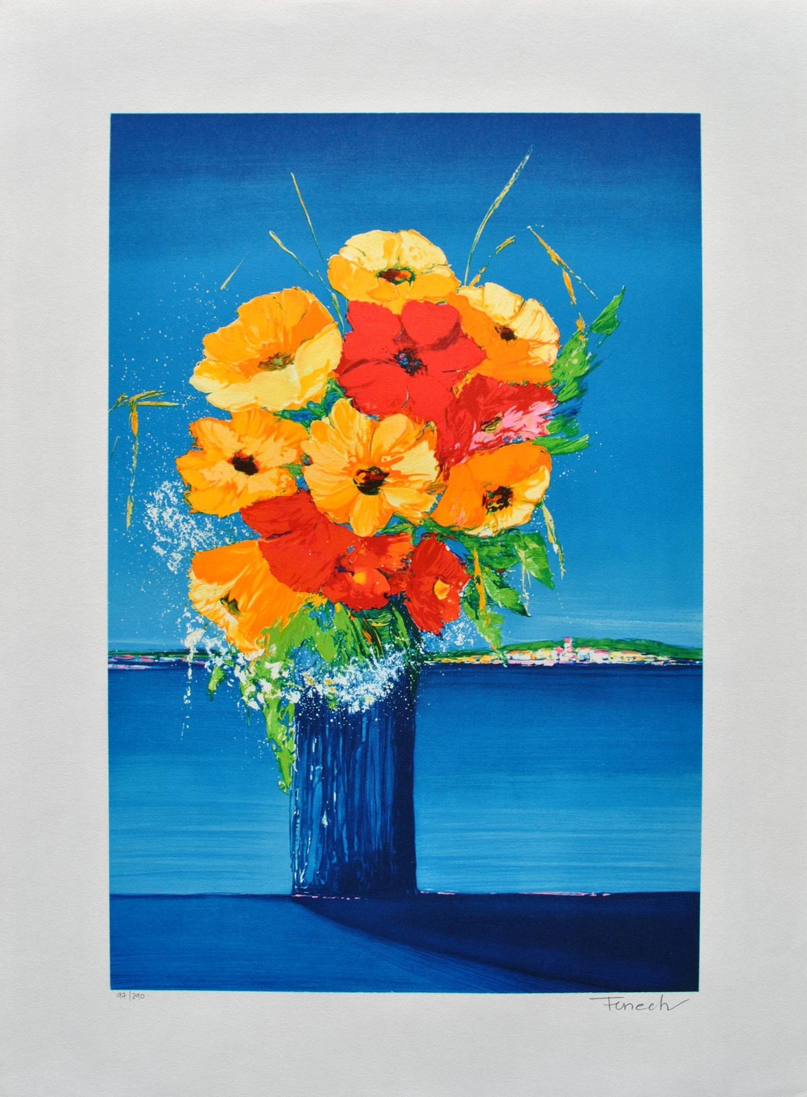 Serge Fenechflower Bouquet And Mediterranean   Original Lithograph, Handsigned & Ltd /2901982