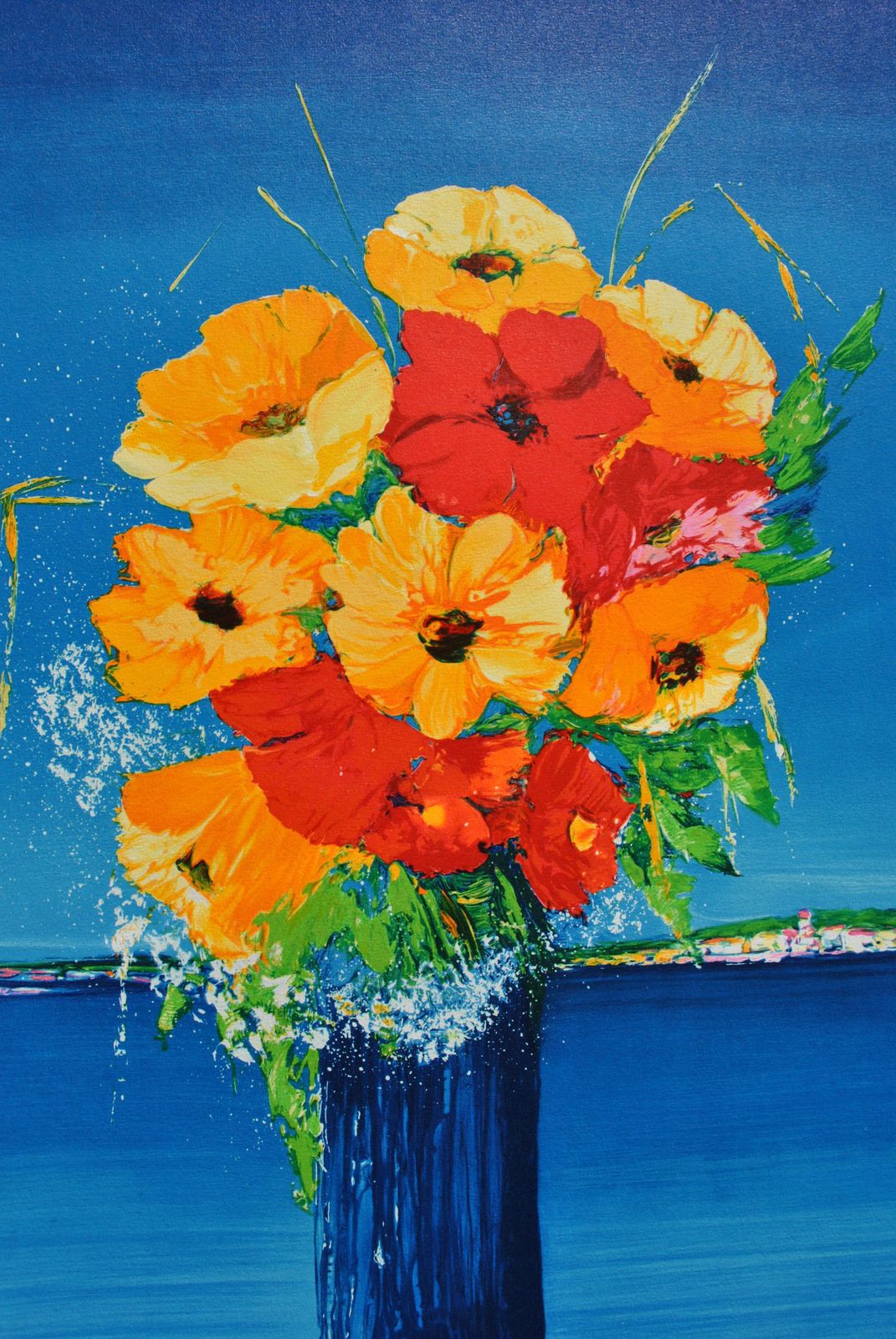 Serge Fenechflower Bouquet And Mediterranean   Original Lithograph, Handsigned & Ltd /2901982 photo vinterior