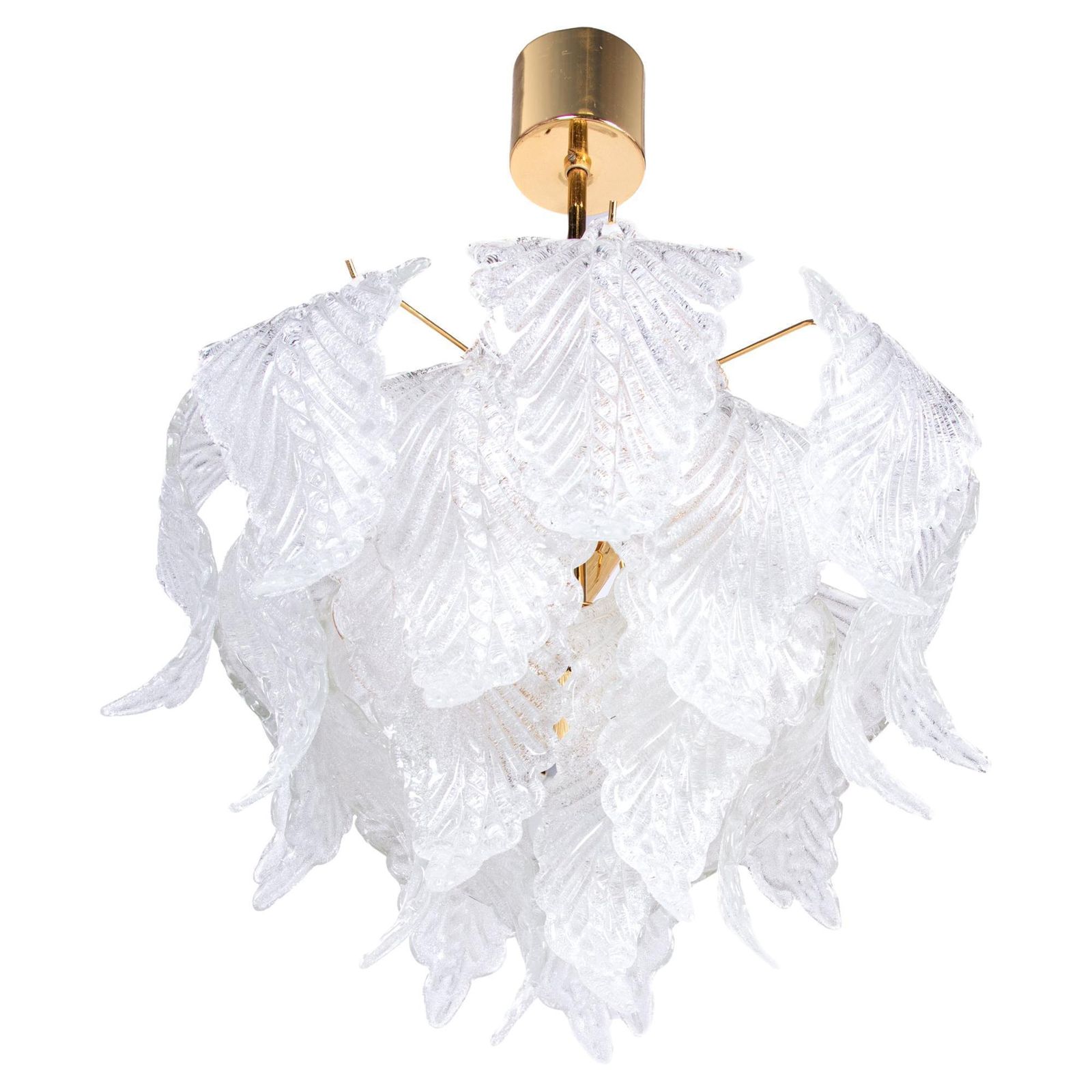 Novaresi Murano Petals Chandelier Glass & Brass, Italy 1970s