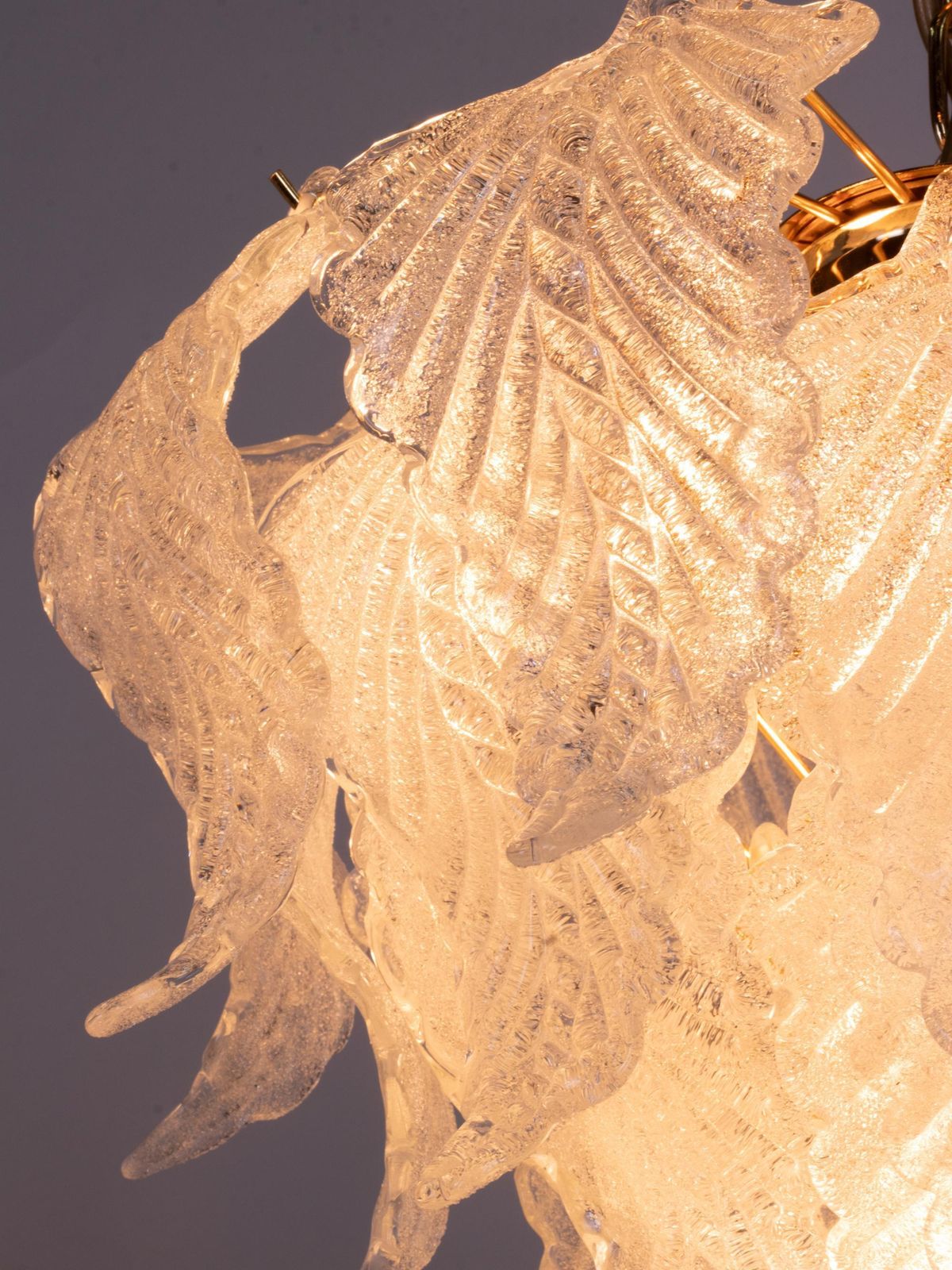Novaresi Murano Petals Chandelier Glass & Brass, Italy 1970s photo Lighting