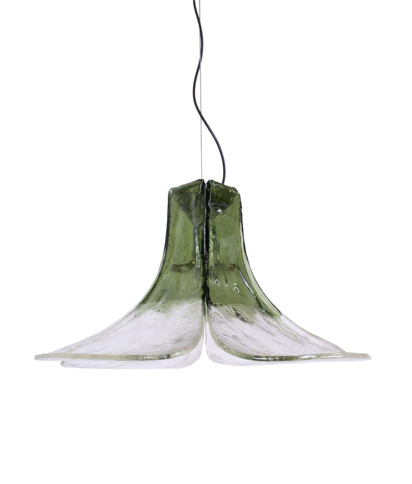 Mazzega Tulip Pendant Lamp Green & Clear Murano Glass By Carlo Nason Italy 1960s photo furniture