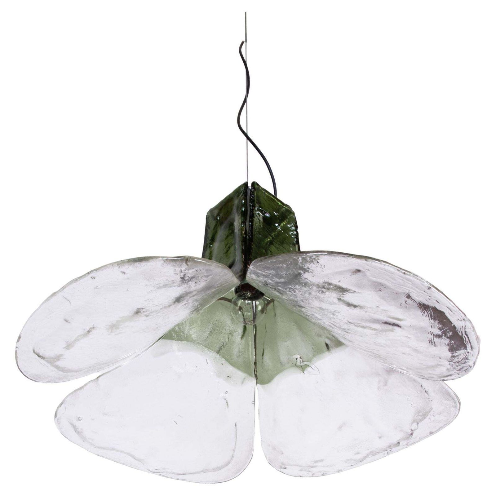 Mazzega Tulip Pendant Lamp Green & Clear Murano Glass By Carlo Nason Italy 1960s photo 2052.0