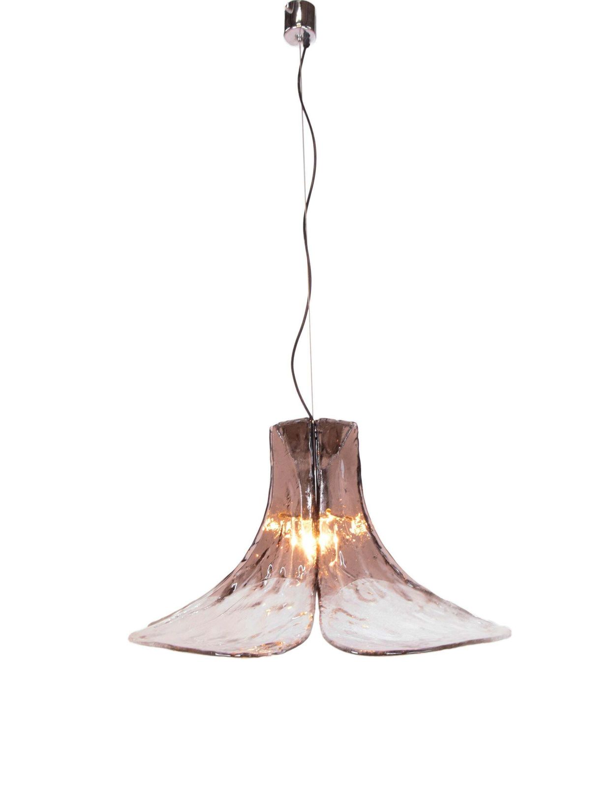 Mazzega Tulip Pendant Lamp Amber & Clear Murano Glass By Carlo Nason Italy 1960s photo Lighting