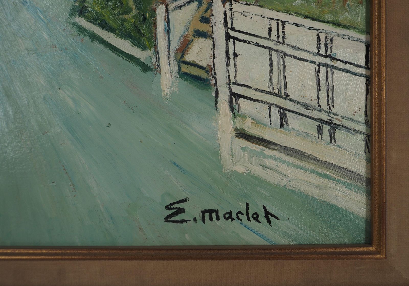 élisée Maclethouses By The River   Oil Painting   Signed photo Art