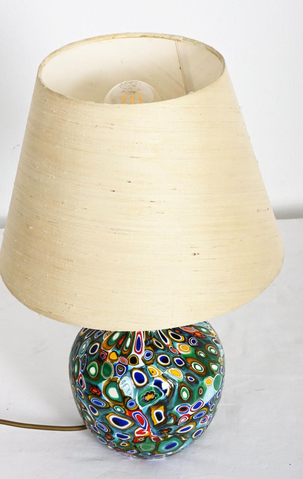 Millefiori Murano Glass Lamp With Custom Silk Shade photo 1288.0