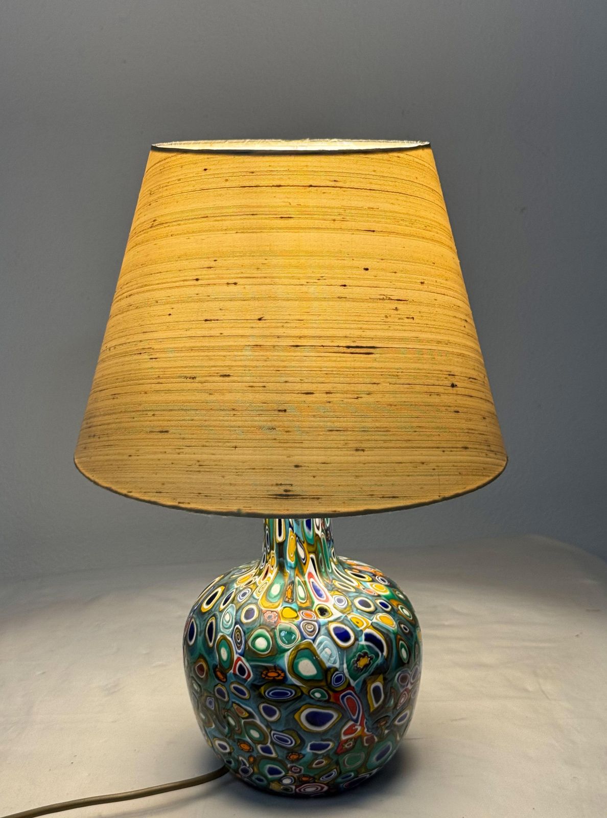 1288.0 Millefiori Murano Glazen Lamp Met Op Maat Gemaakte Zijden Kap photo