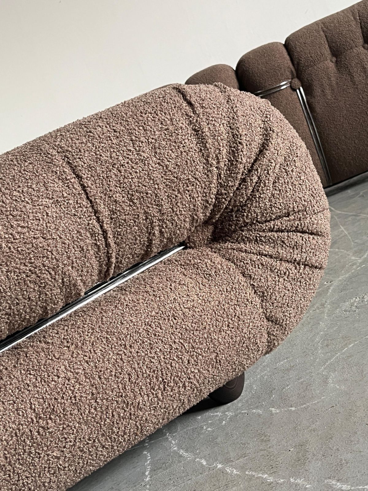1 Of 4 Vintage Mimo Padova ‘Velasquez’ Seating Modules In Dove Gray Boucle, 70s photo vintage