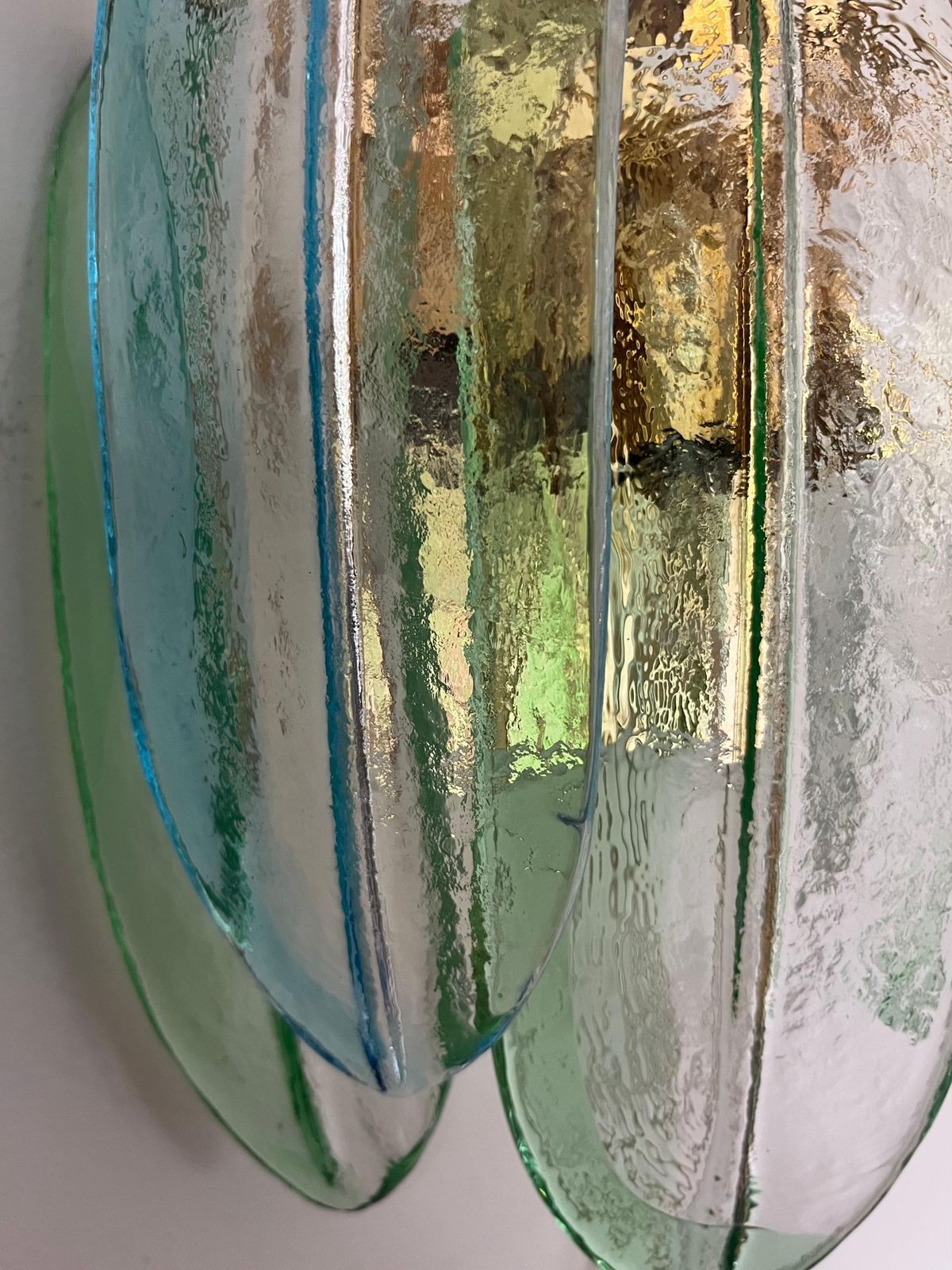 photo furniture Italian Large Pair Of Murano Glass Wall Sconces By Barbini Alfredo, 1980s
