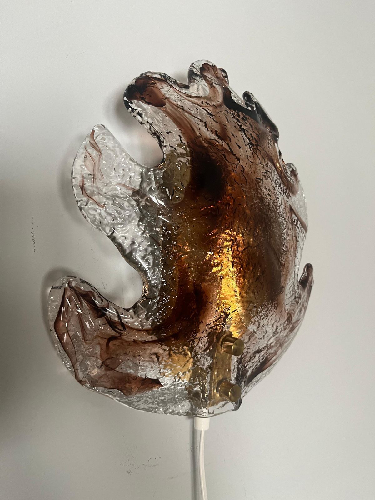 Swedish Mid Century Single Smoke Glass Wall Sconce By Fåglavik, 1970s photo for sale