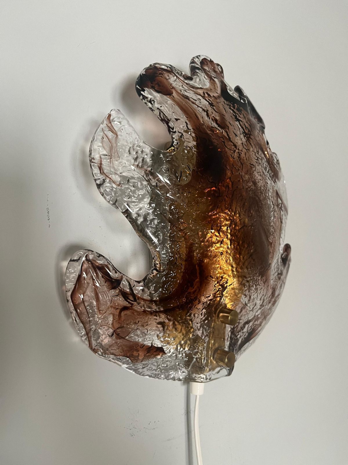 photo furniture Swedish Mid Century Single Smoke Glass Wall Sconce By Fåglavik, 1970s