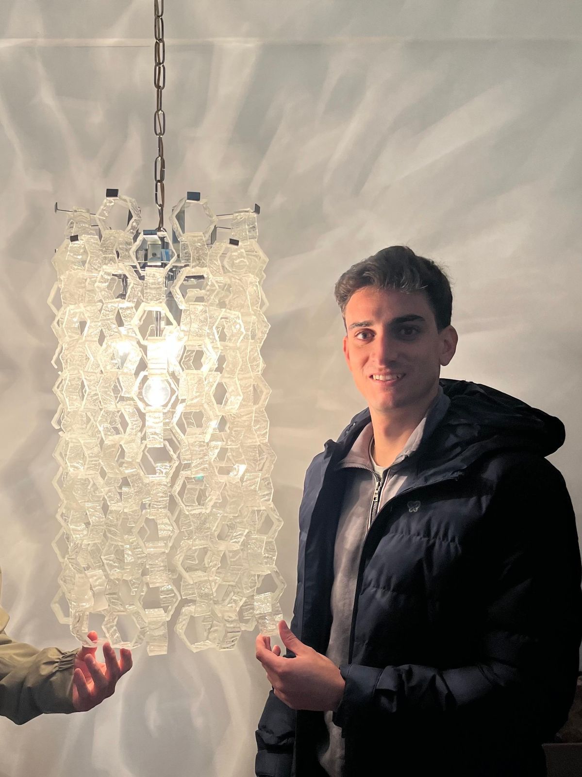 photo buy Italian Long Midcentury Interlocking Murano Chandelier By Carlo Nason, 1970s