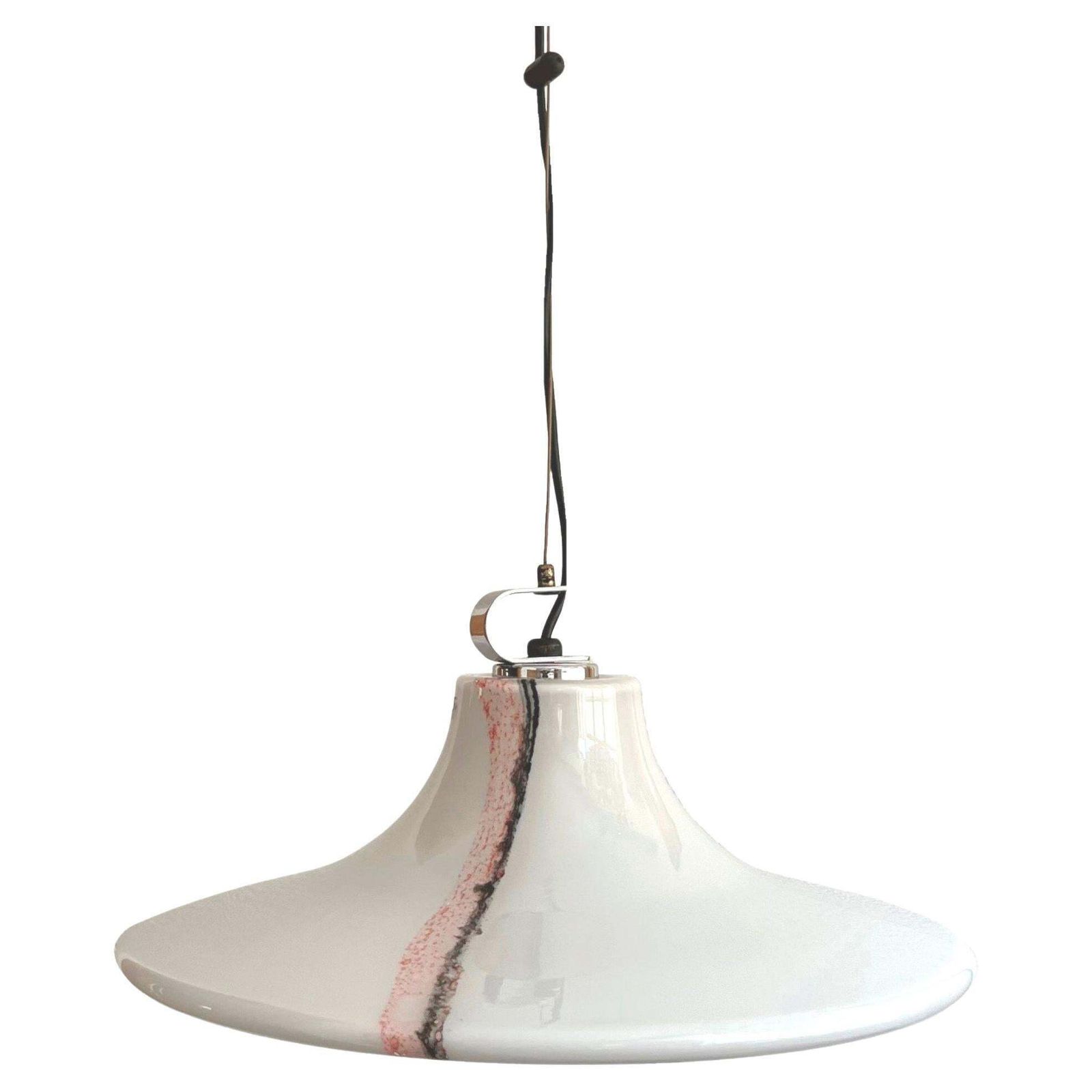 German Midcentury "Cirrus" Opaline Glass Chandelier By Peill & Putzler, 1970s
