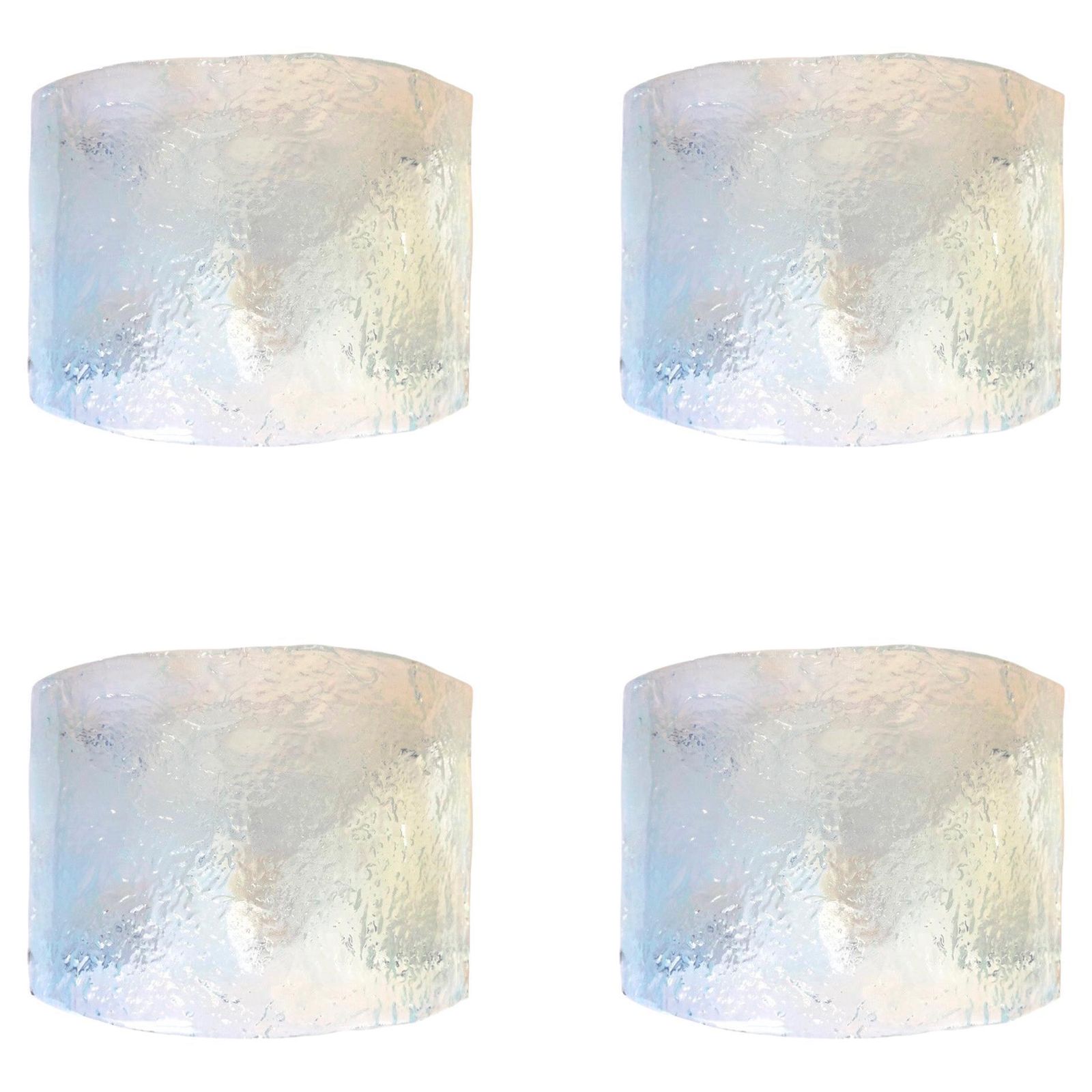 Set Of Four Iridescent Murano Wall Sconces By Carlo Nason For Mazzega, 1970s