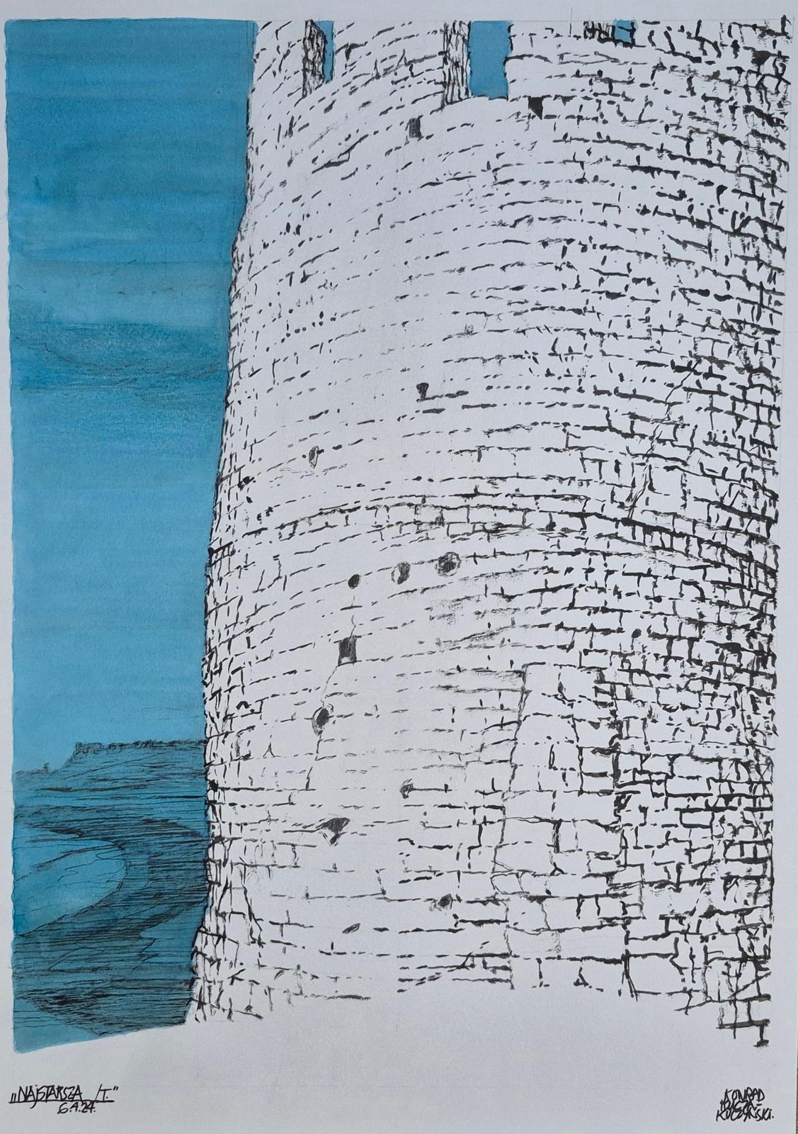 Konrad Kucza Kuczynskithe Oldest One, Kazimierz Dolny, Ink On Paper, Polish Artist, Black And White2024 photo vinterior