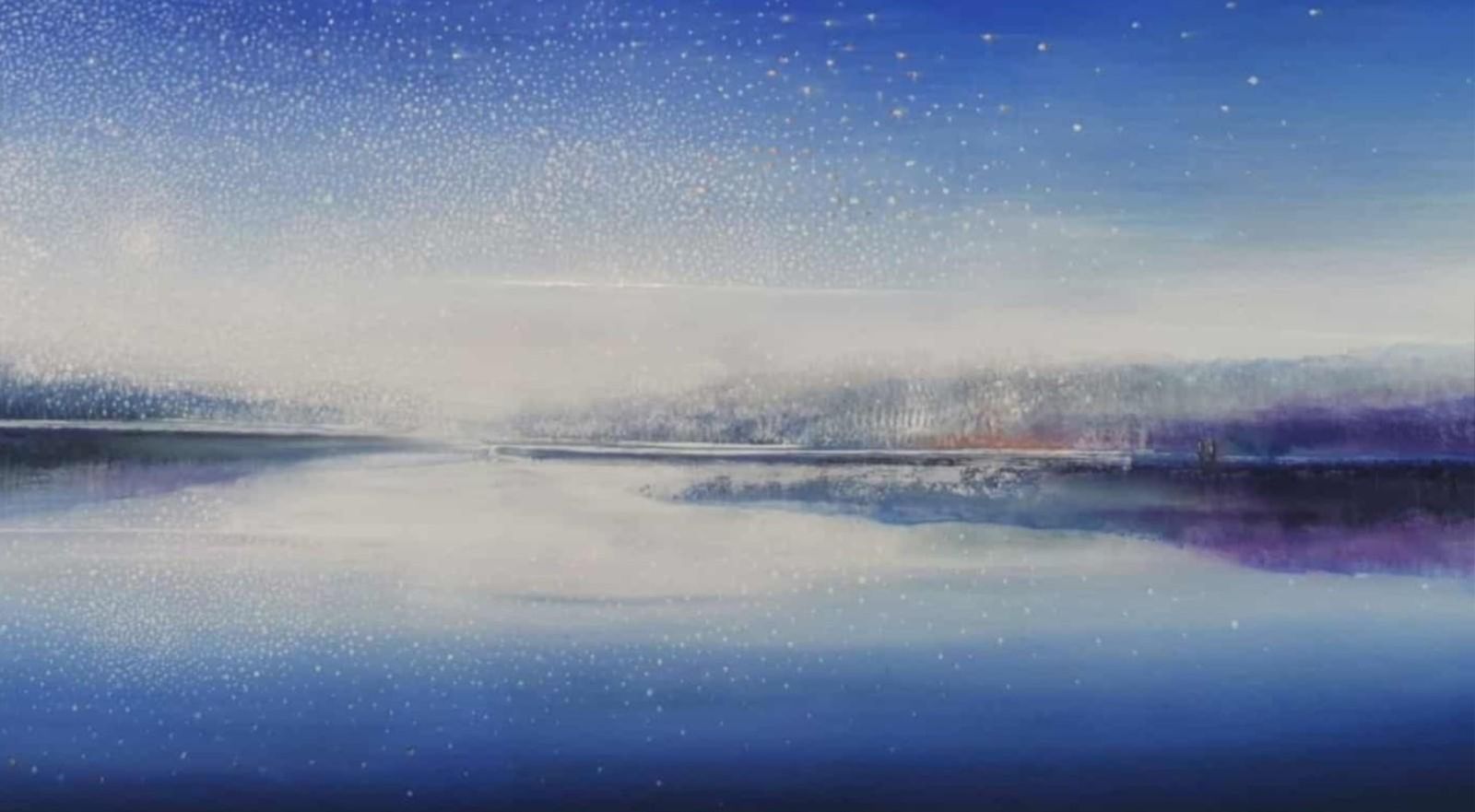Barbara Hubertnight Of Falling Stars. Contemporary Oil Landscape Painting, Polish Artist2025 photo furniture