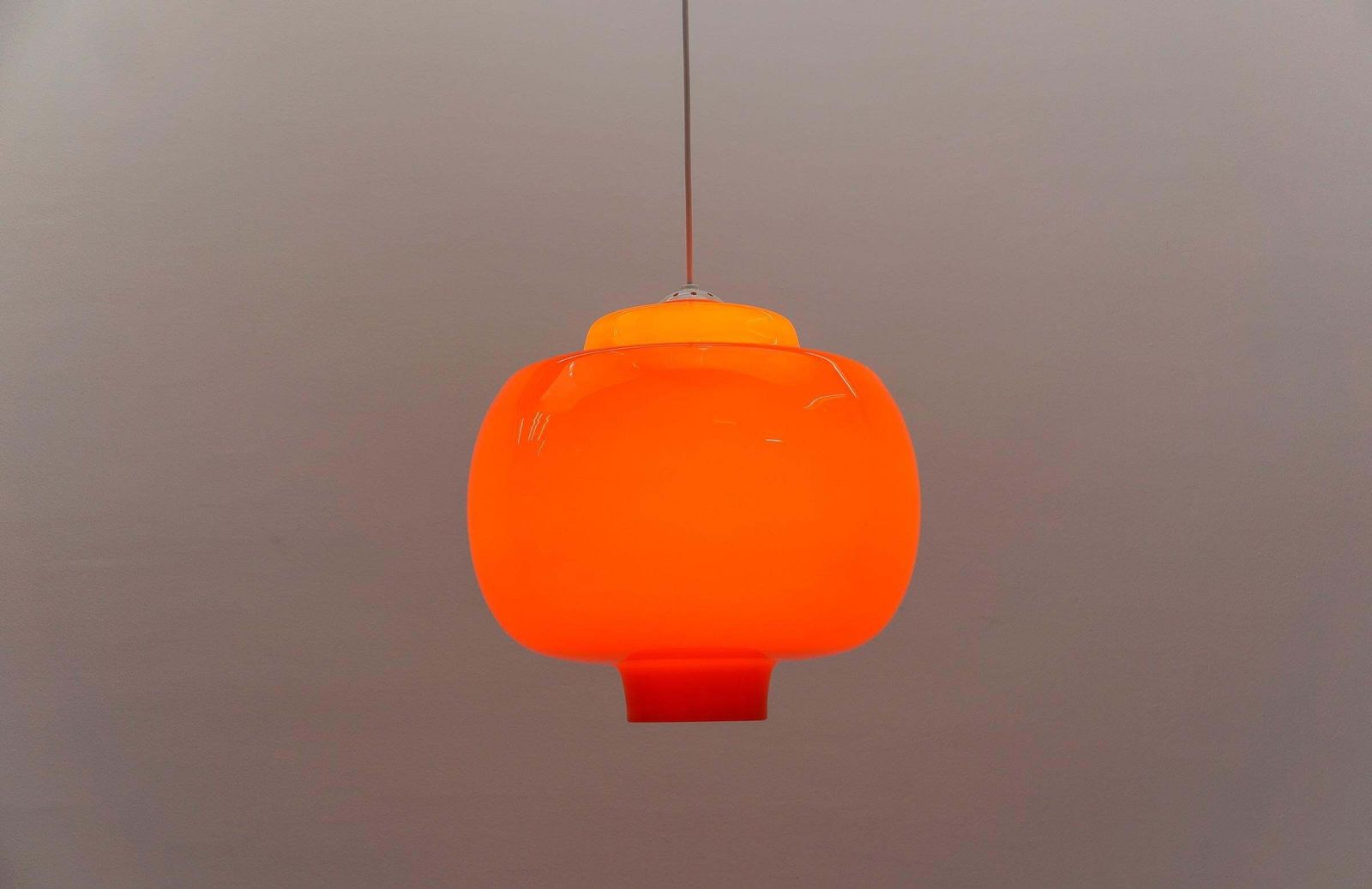 Lovely Huge Orange Glass Ceiling Lamp By Peill & Putzler, 1960s photo vintage