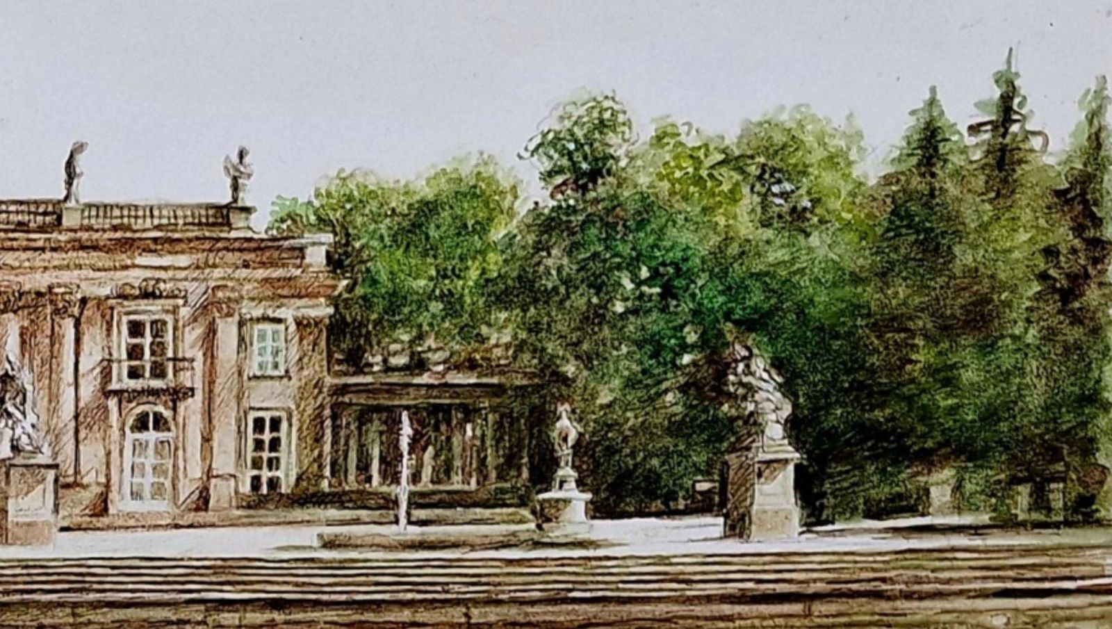 Elżbieta Siegoczyńskaroyal Baths Park Palace On The Isle. Architecture Drawing, Realistic, Polish Art2025 photo for sale