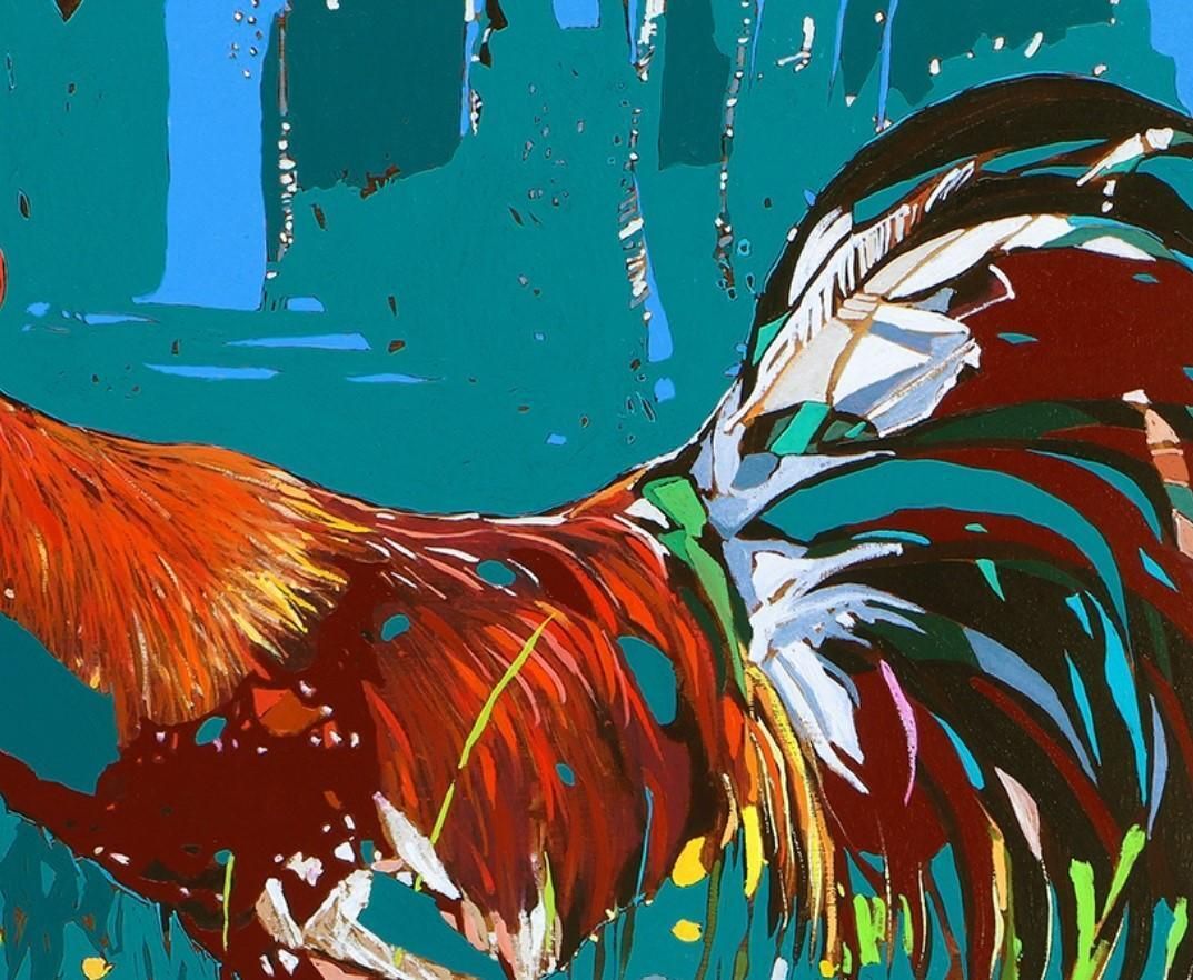 Rafał Gadowskirooster And Hen. Figurative Expressive Oil Painting, Colorful, Animals, Polish2025 photo Art
