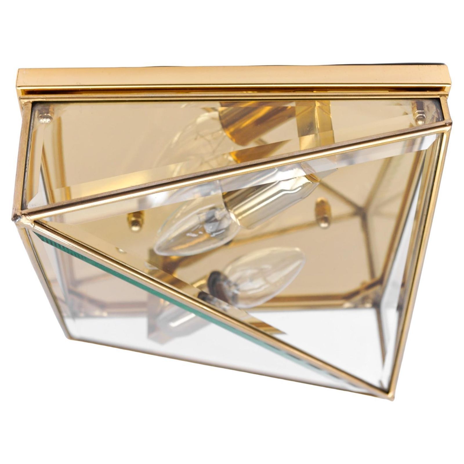 1. Of 3 Very Elegant Cut Glass Asymetric Flush Mount, Italy 1960s