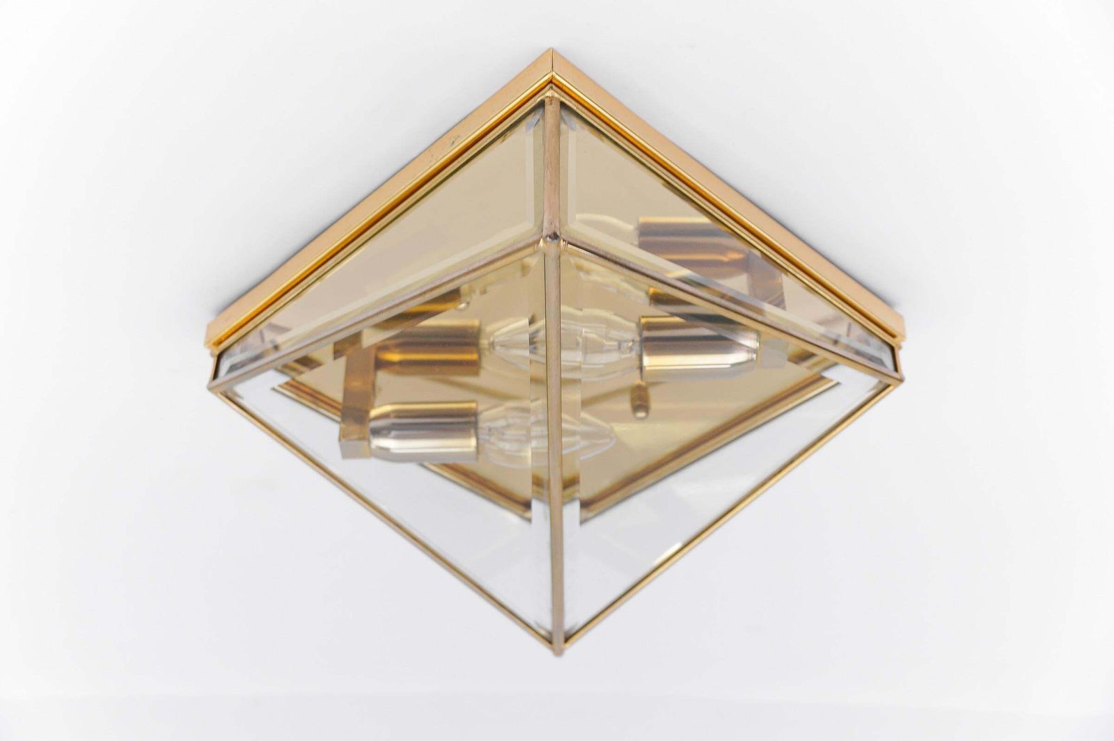 photo for sale 1. Of 3 Very Elegant Cut Glass Asymetric Flush Mount, Italy 1960s