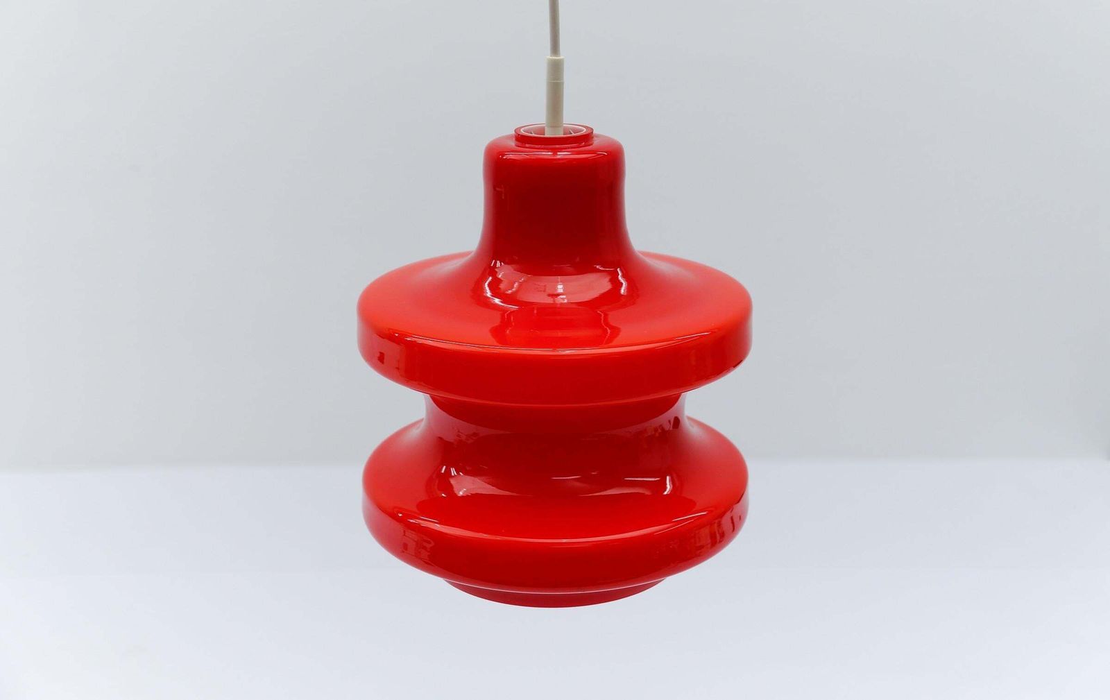Lovely Lipstick Red Glass Ceiling Lamp By Peill & Putzler, 1960s photo vintage