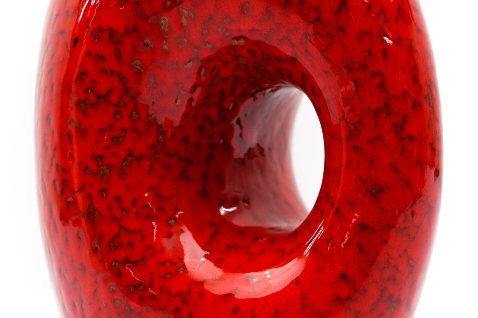 photo furniture Rare Awesome Red And White Fat Lava Vase, Germany 1950s