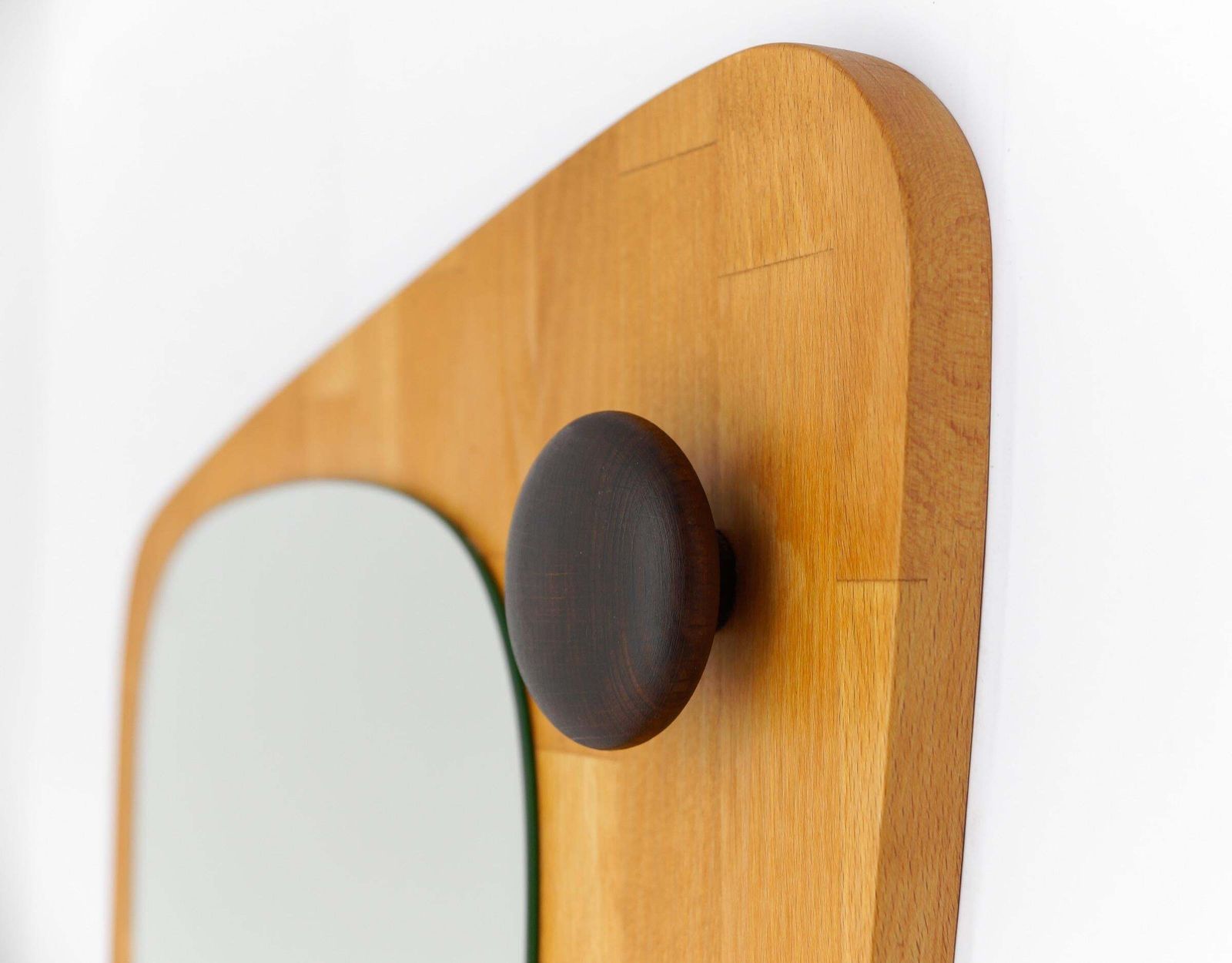 Home Decor Lovely Wooden Asymetric Wall Mirror, Sweden 1960s photo