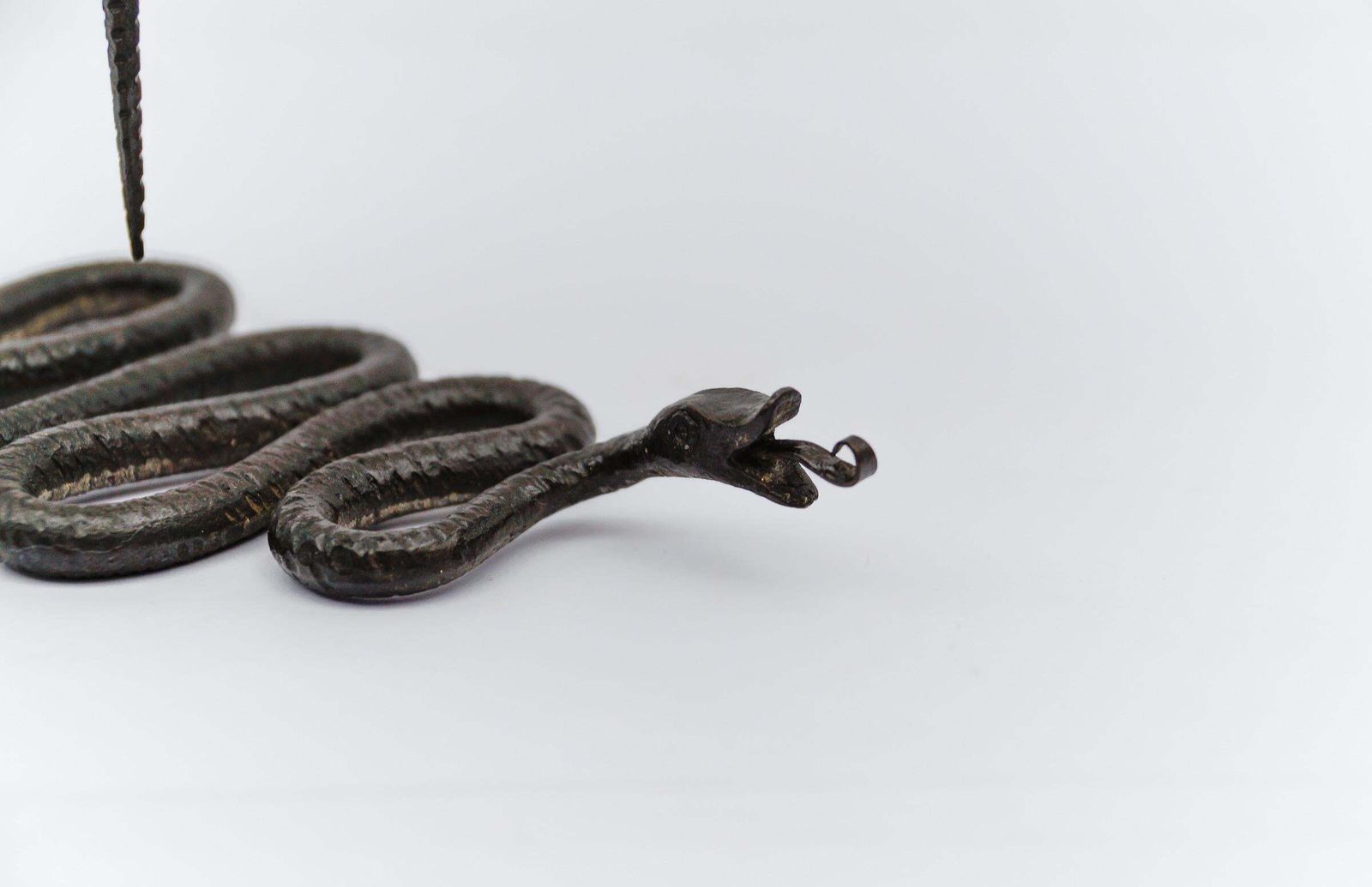 photo furniture Hand Forged Iron Sanke Design Sculpture Candle Holder, 1960s