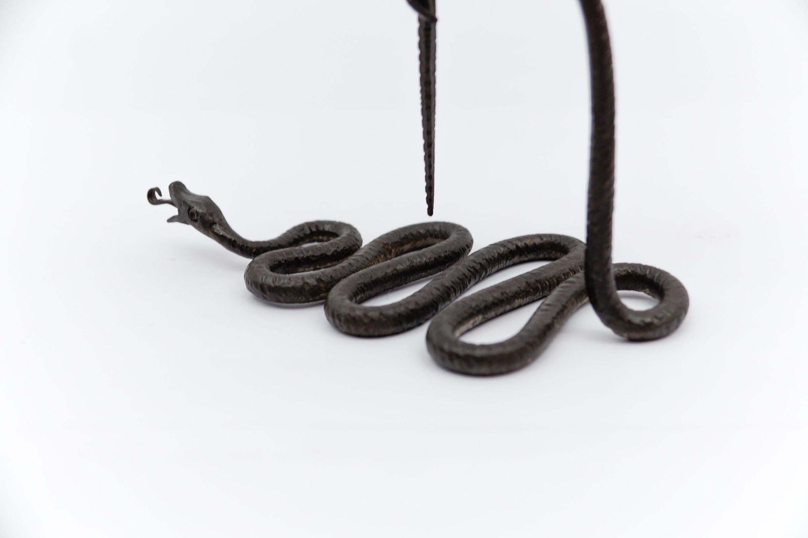Home Decor Hand Forged Iron Sanke Design Sculpture Candle Holder, 1960s photo